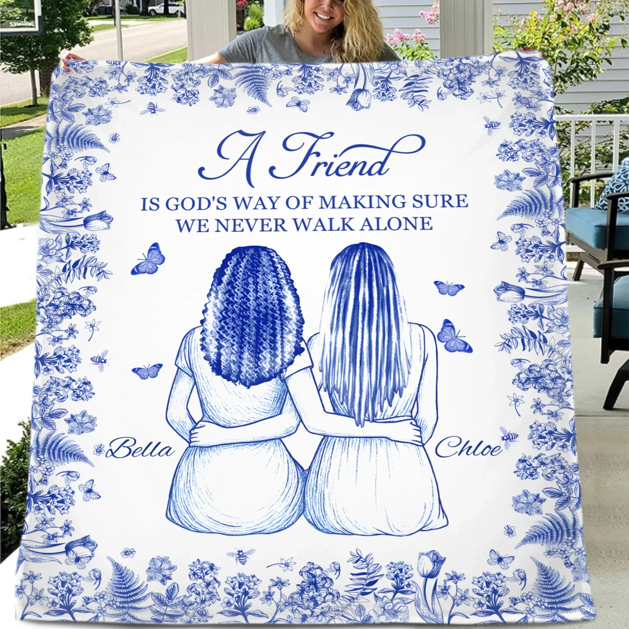 Friendship Makes One No Longer Feel Lonely - Personalized Blanket - A Gift for Friends