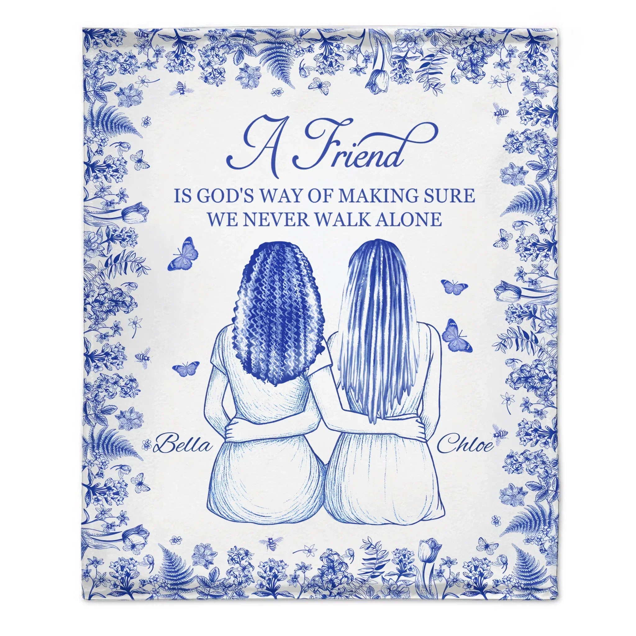 Friendship Makes One No Longer Feel Lonely - Personalized Blanket - A Gift for Friends