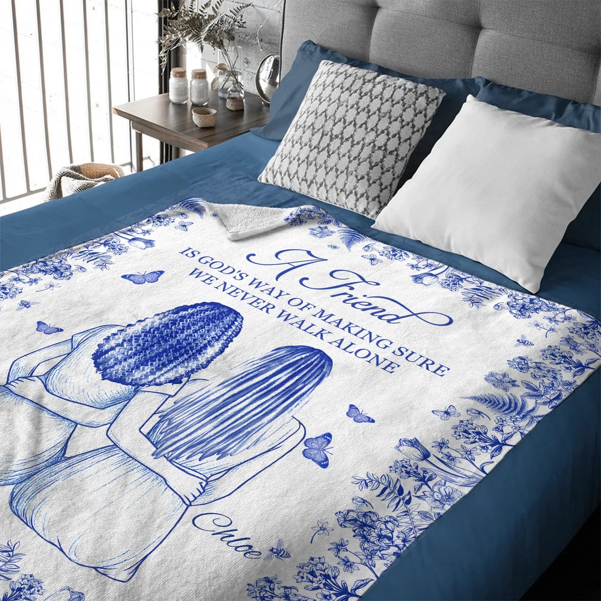 Friendship Makes One No Longer Feel Lonely - Personalized Blanket - A Gift for Friends