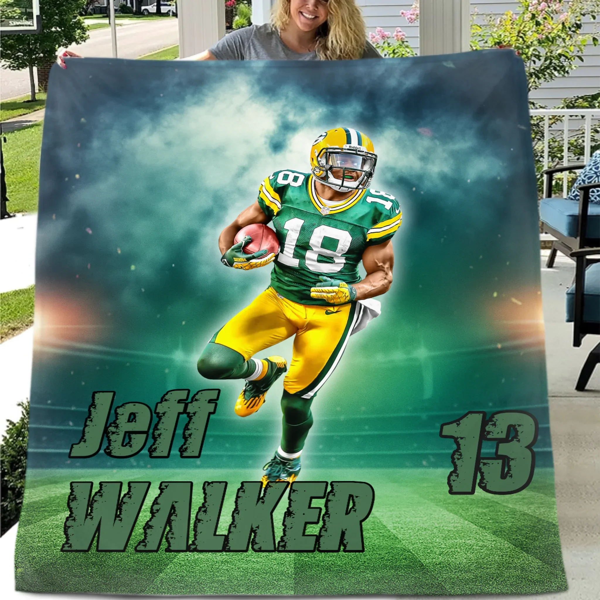 Personalized Football Blanket With Picture Custom Logo Team Blanket Gift For Teen Boy Custom Football Throw For Son Football Coach Gift
