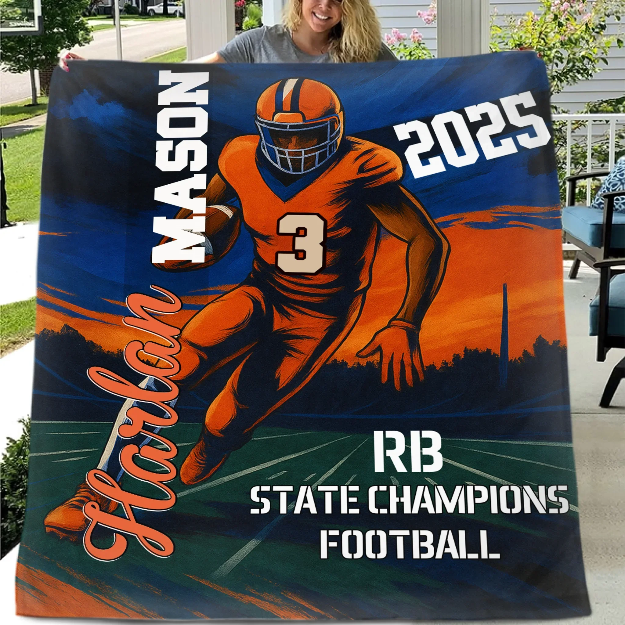 Football blanket with Name and Number, Football Blanket, Football Lover Blanket, Blanket for Football Fan, Football Player Gifts