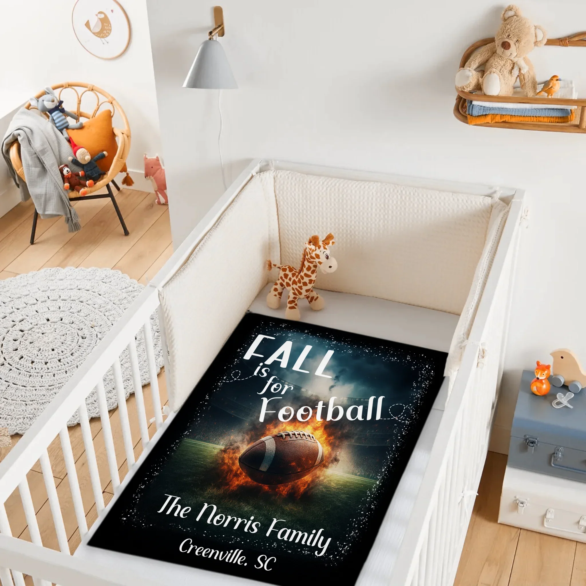 Custom Fall Football Blanket - Personalized Autumn Sports Throw - Teen Boys Gift for Football Fans