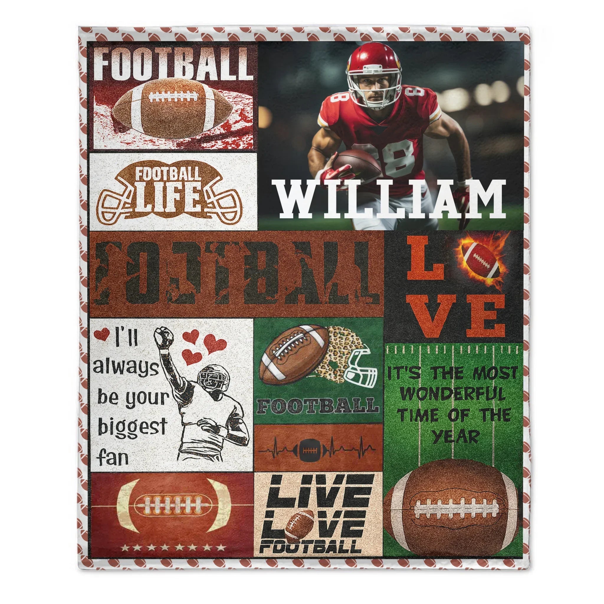 Custom Football Life Blanket - Personalized Sports Throw with Football Design - Gift for Football Fans