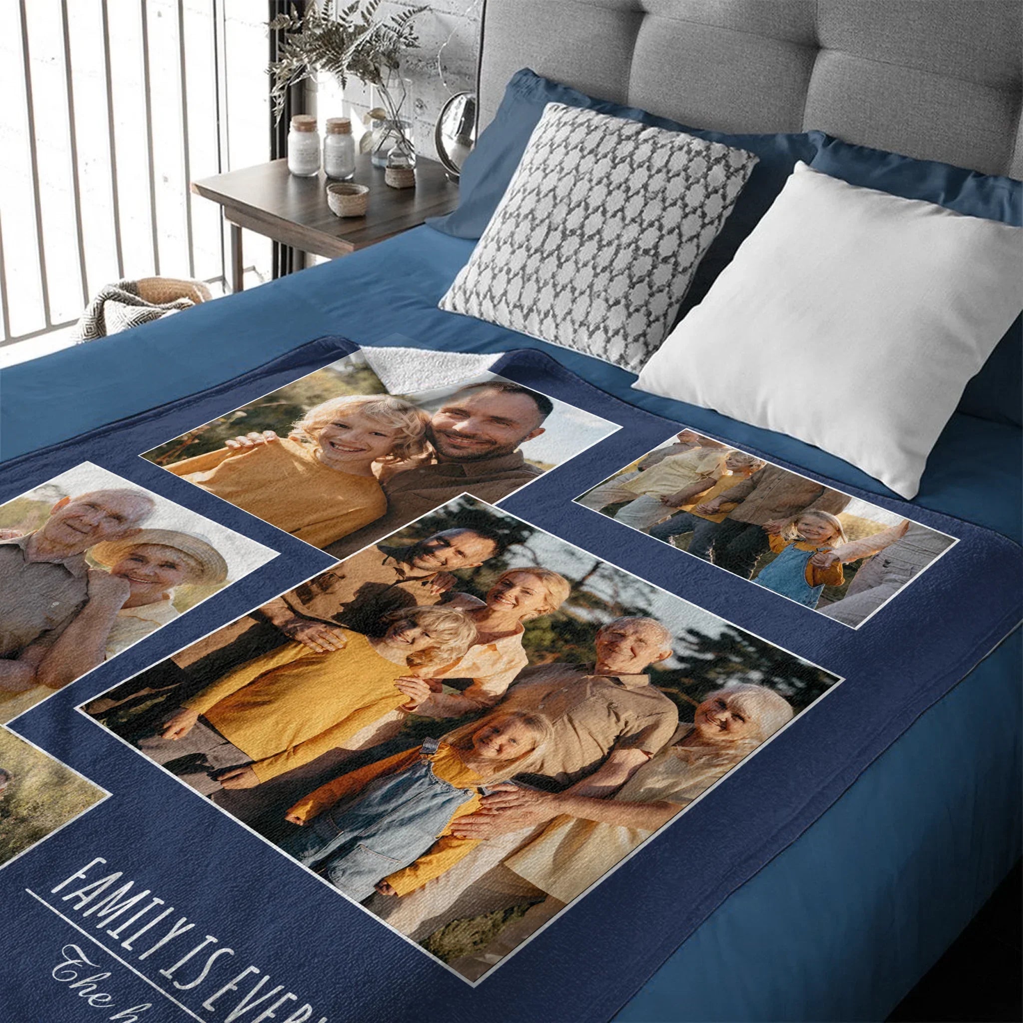 Custom Family Photo Blanket - Personalized Family Picture Throw - Gift for Parents & Grandparents