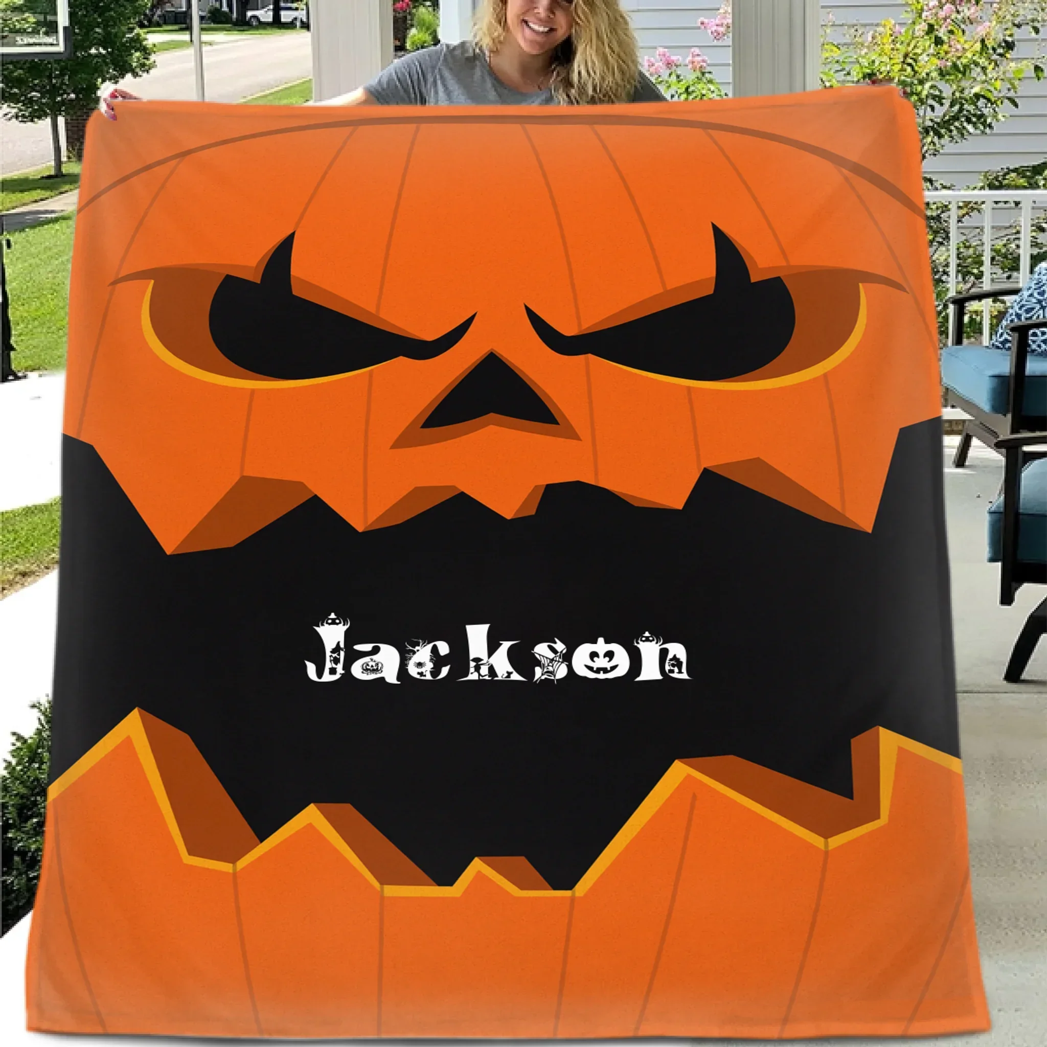 Custom Halloween Monster Blanket – Personalized Spooky Character Throw – Gift for Kids and Adults