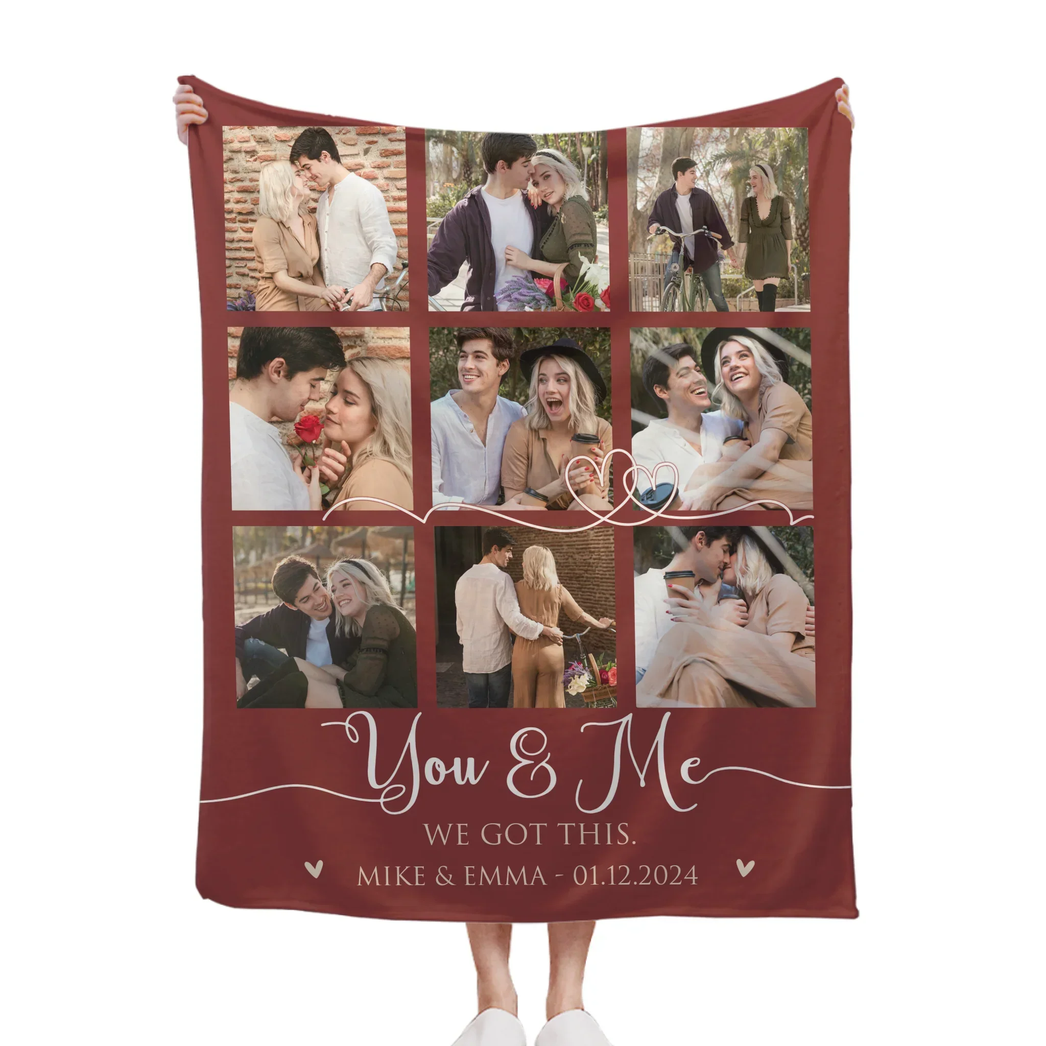 Custom Couple Photo Blanket – Personalized Love Memory Throw – Gift for Couples