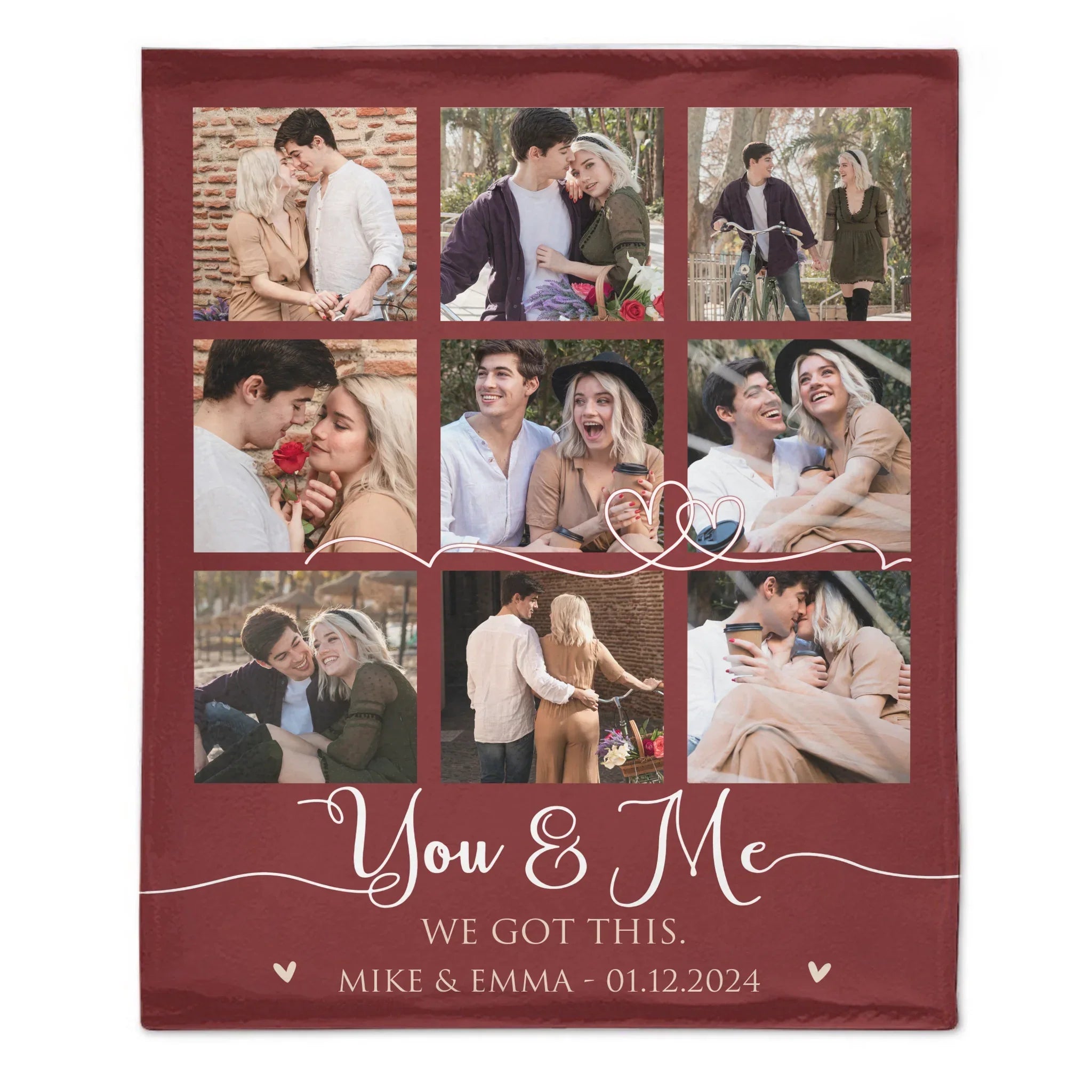 Custom Couple Photo Blanket – Personalized Love Memory Throw – Gift for Couples