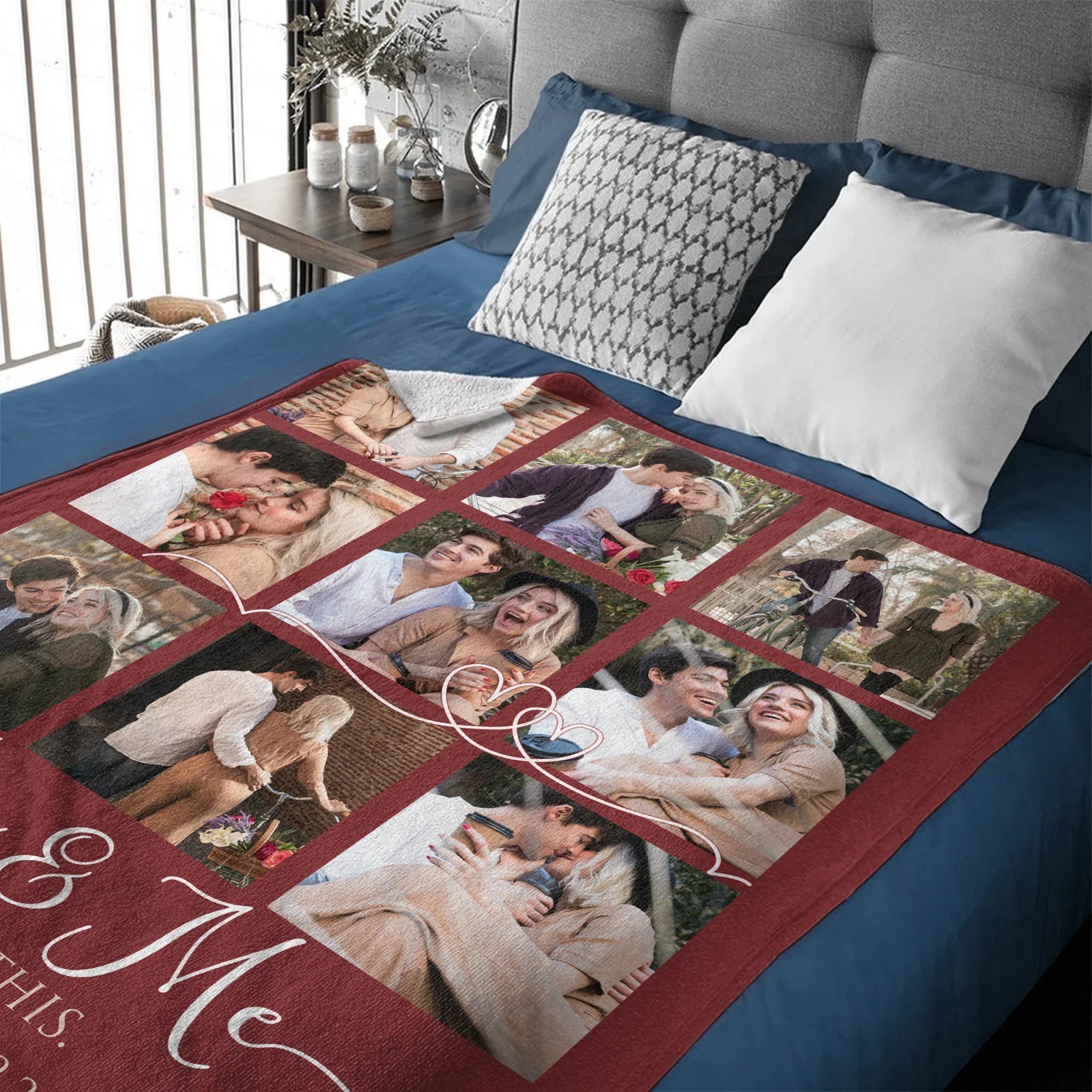Custom Couple Photo Blanket – Personalized Love Memory Throw – Gift for Couples