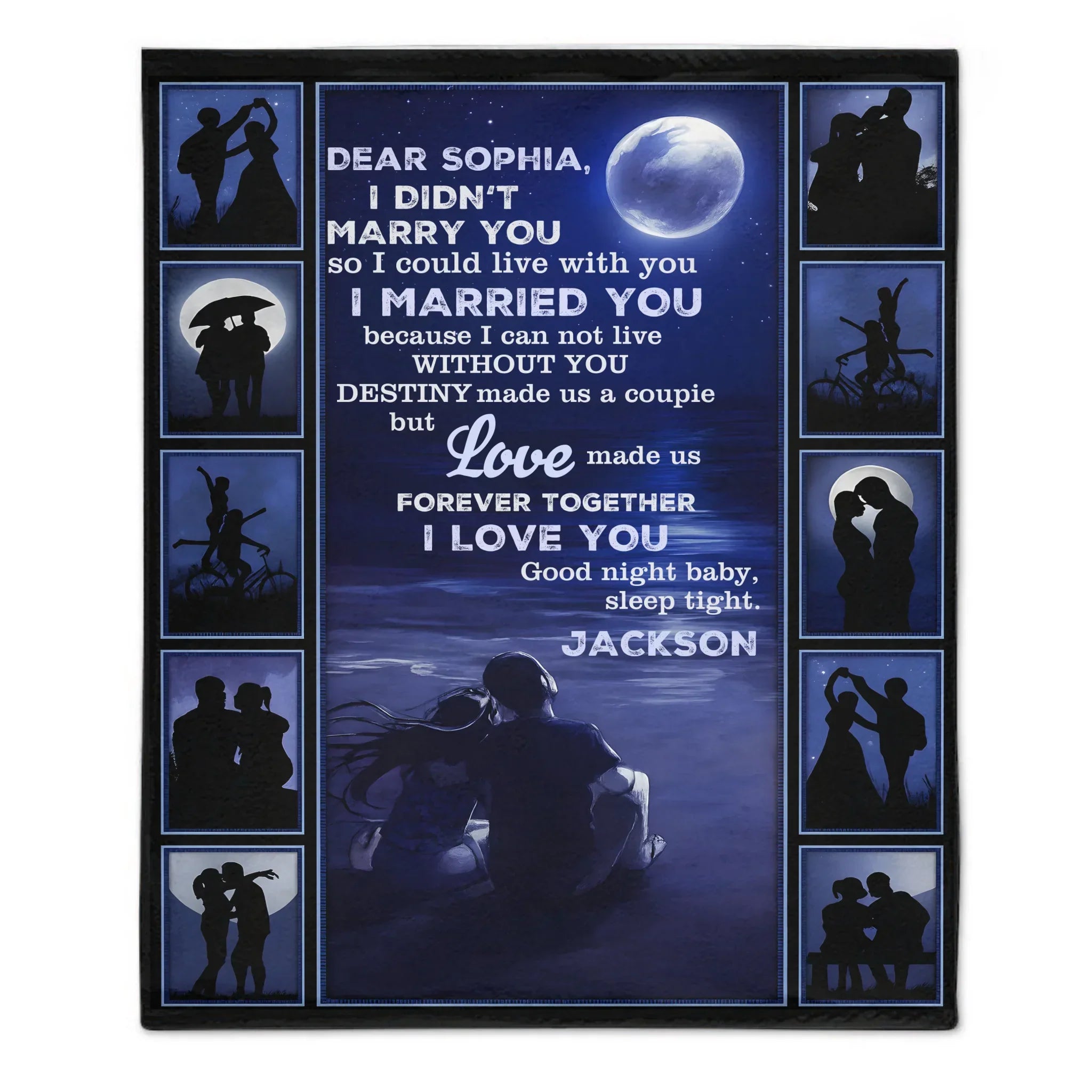 Customized Love Goodnight Blanket - Personalized Name - Gift For Girlfriend, Wife