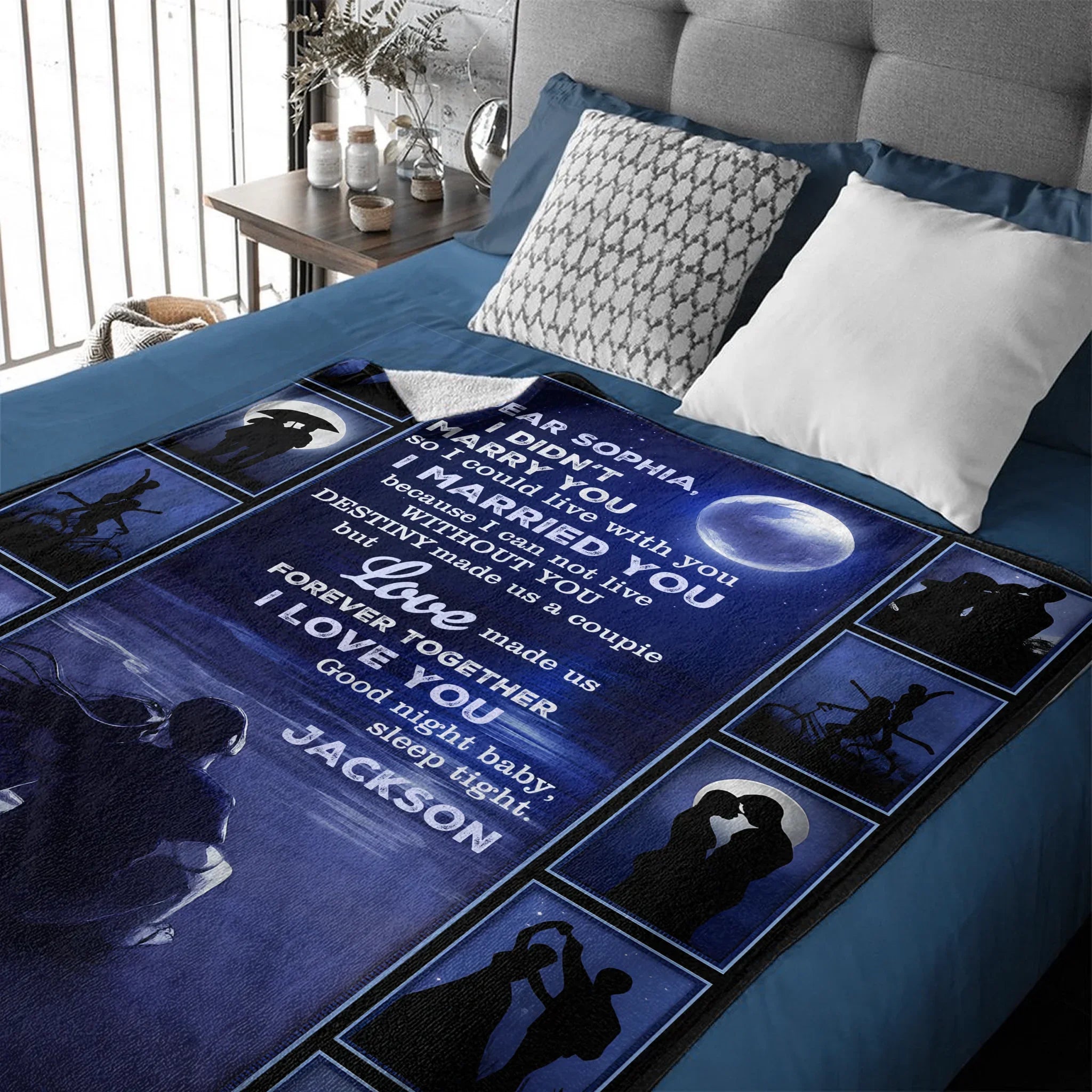 Customized Love Goodnight Blanket - Personalized Name - Gift For Girlfriend, Wife