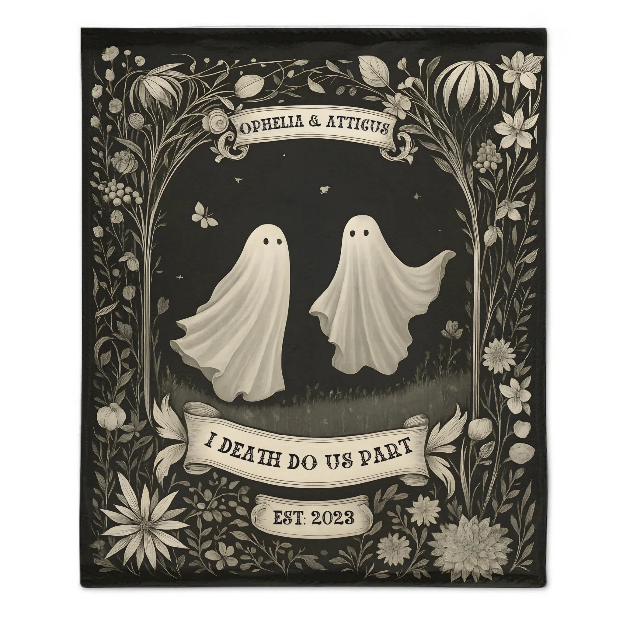 👻Ghost Couple 'Till Death Do Us Part' - Personalized Blanket - Spooky Halloween Gifts/Anniversary Gifts