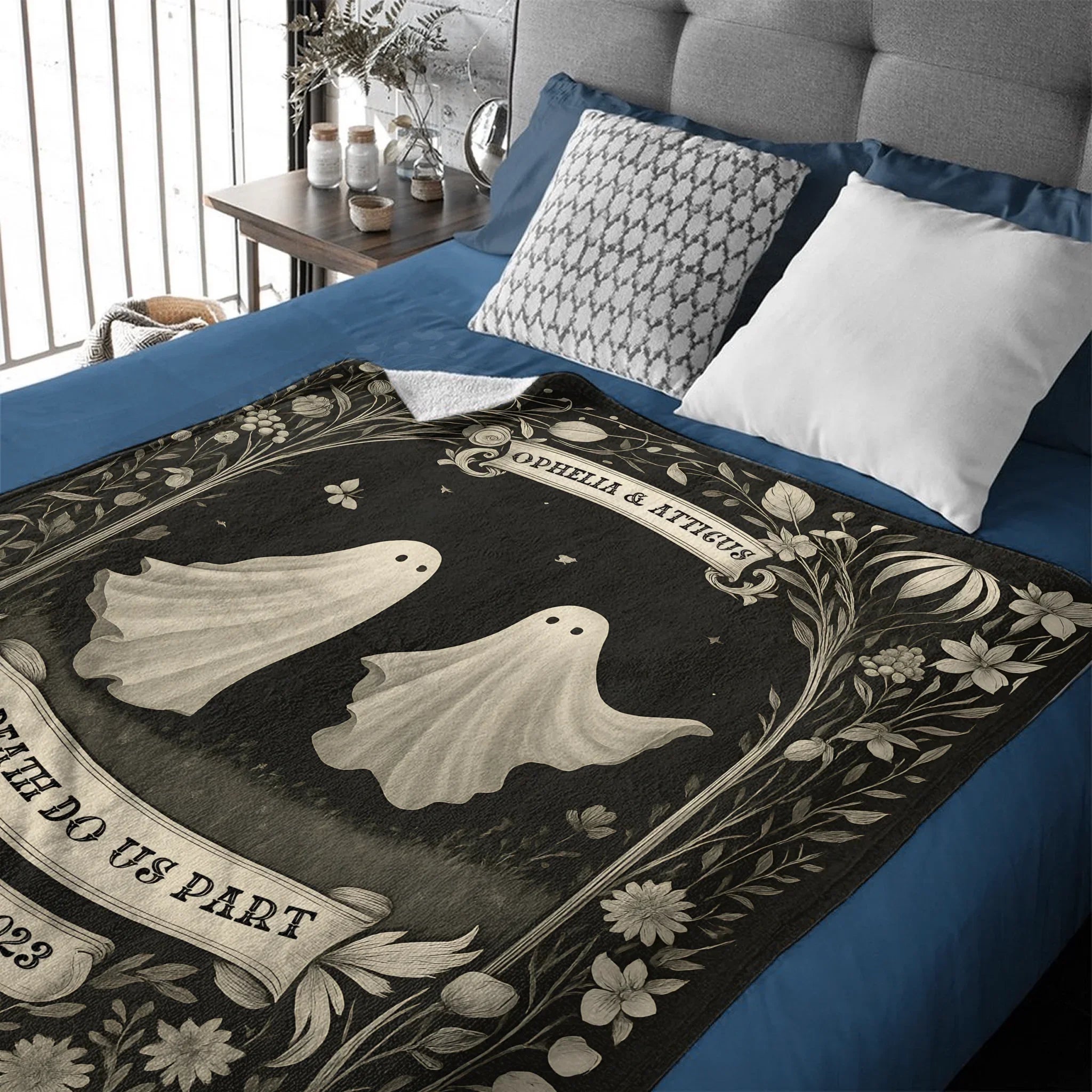 👻Ghost Couple 'Till Death Do Us Part' - Personalized Blanket - Spooky Halloween Gifts/Anniversary Gifts