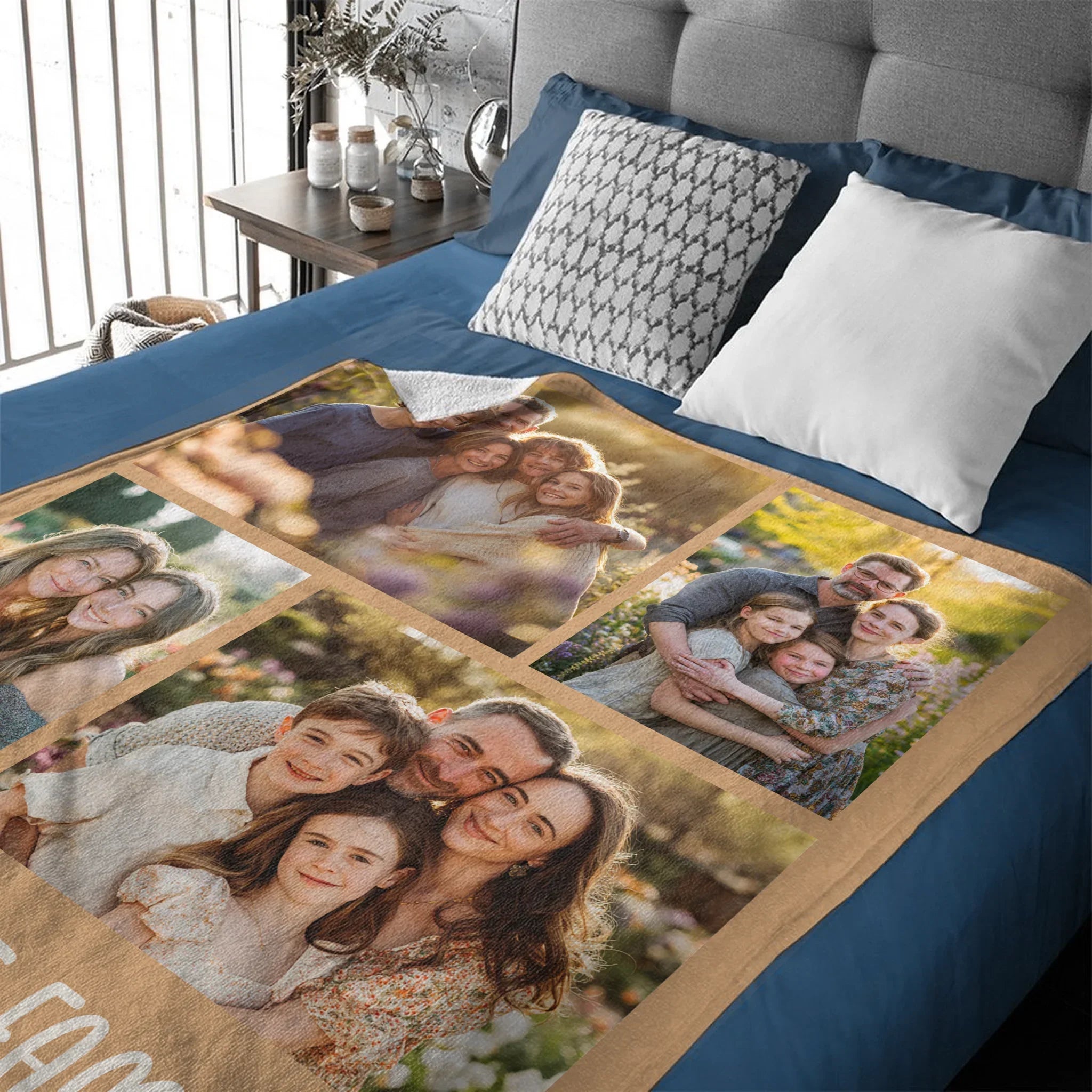 Custom Family Photo Blanket - Personalized Picture And Text - Photos Collage Family Gifts
