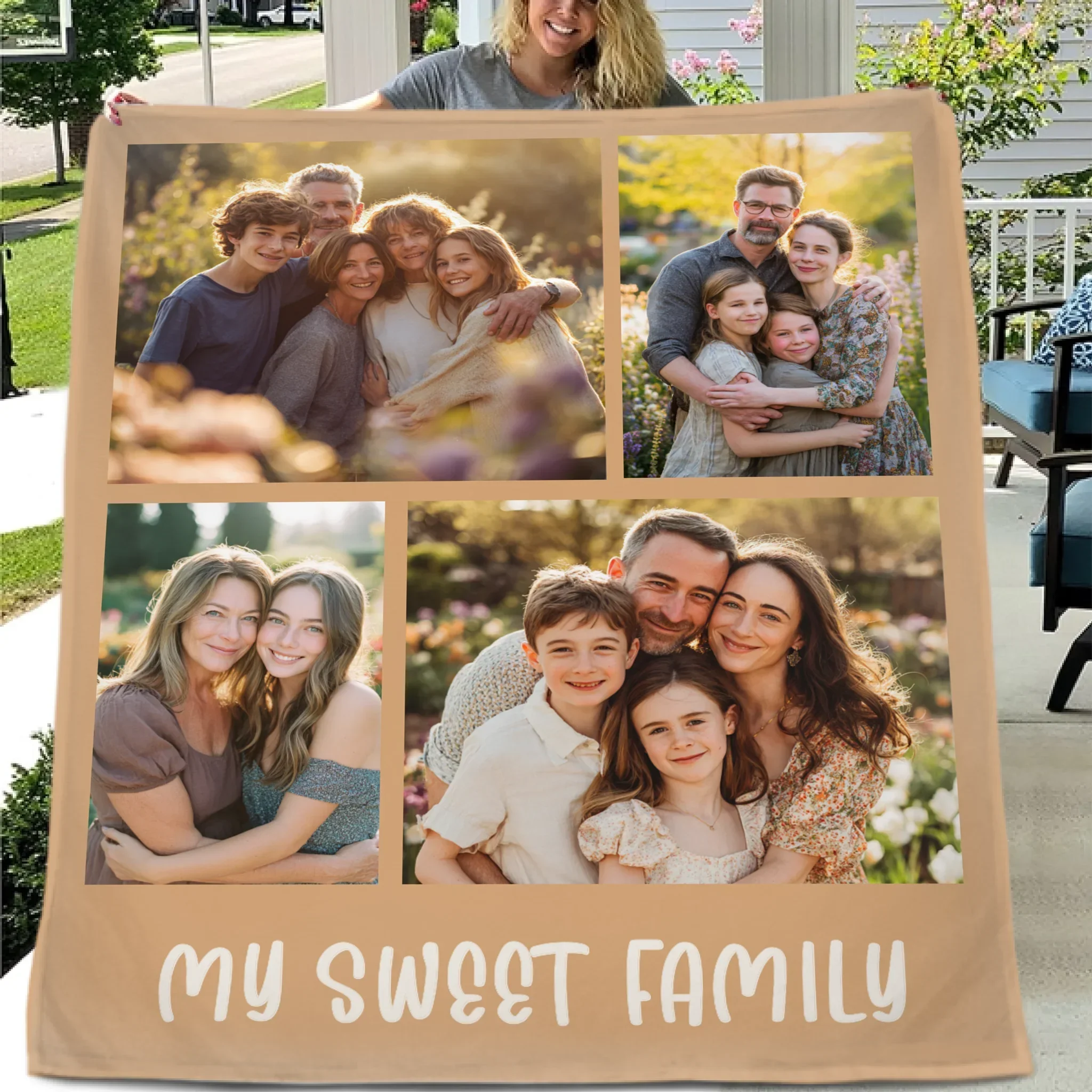 Custom Family Photo Blanket - Personalized Picture And Text - Photos Collage Family Gifts