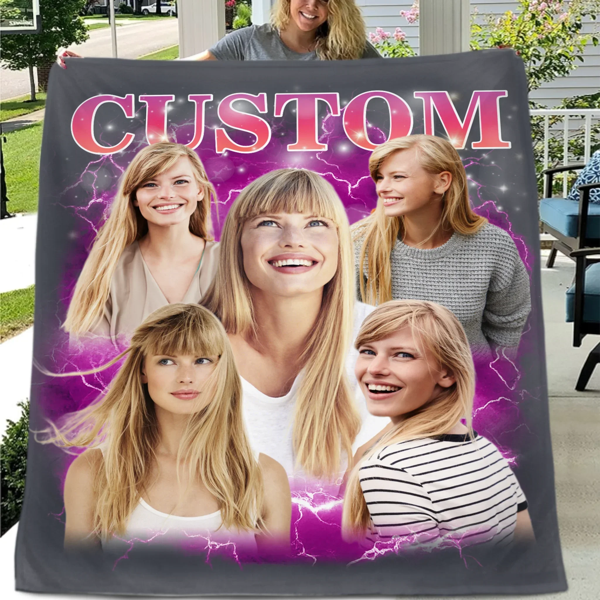 Customized Photo Blanket - Personalized Photo And Title - Memento Gift For Girlfriend,Boyfriend,Friend