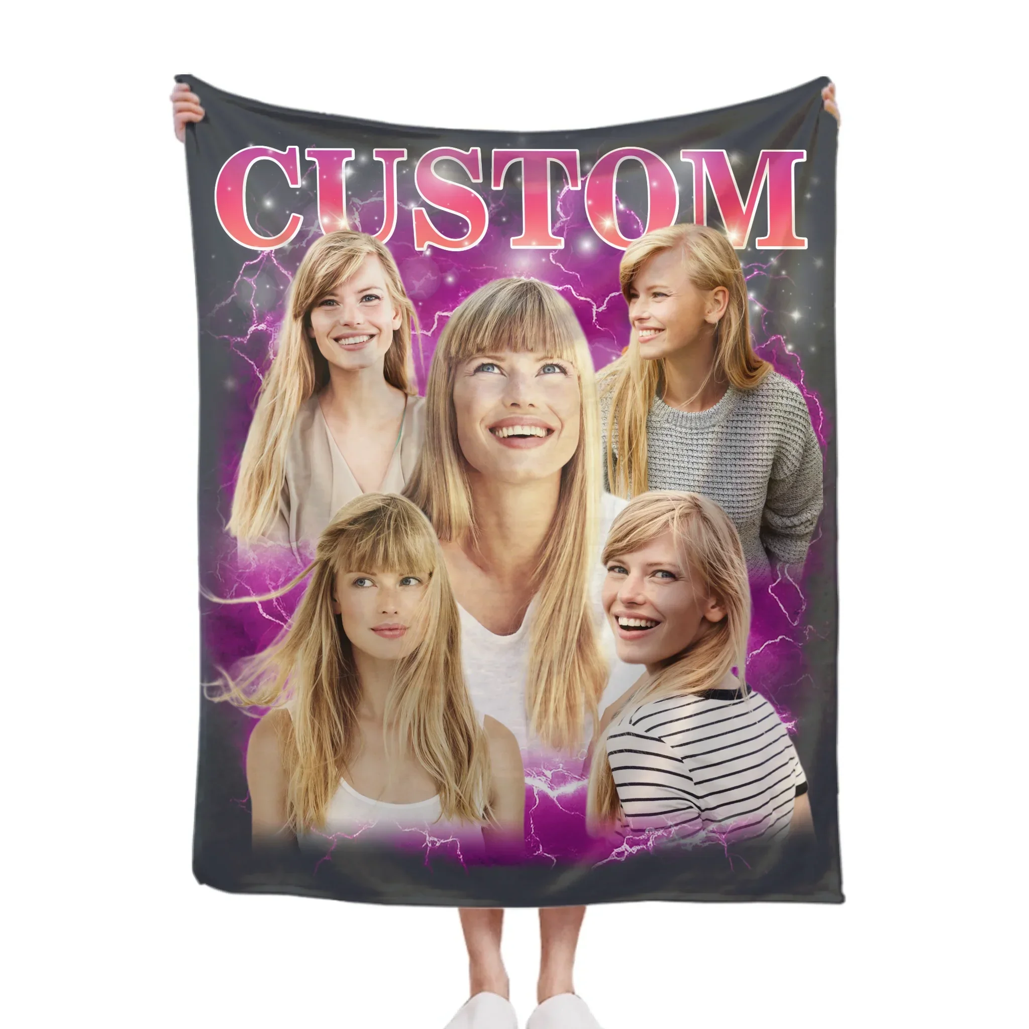 Customized Photo Blanket - Personalized Photo And Title - Memento Gift For Girlfriend,Boyfriend,Friend