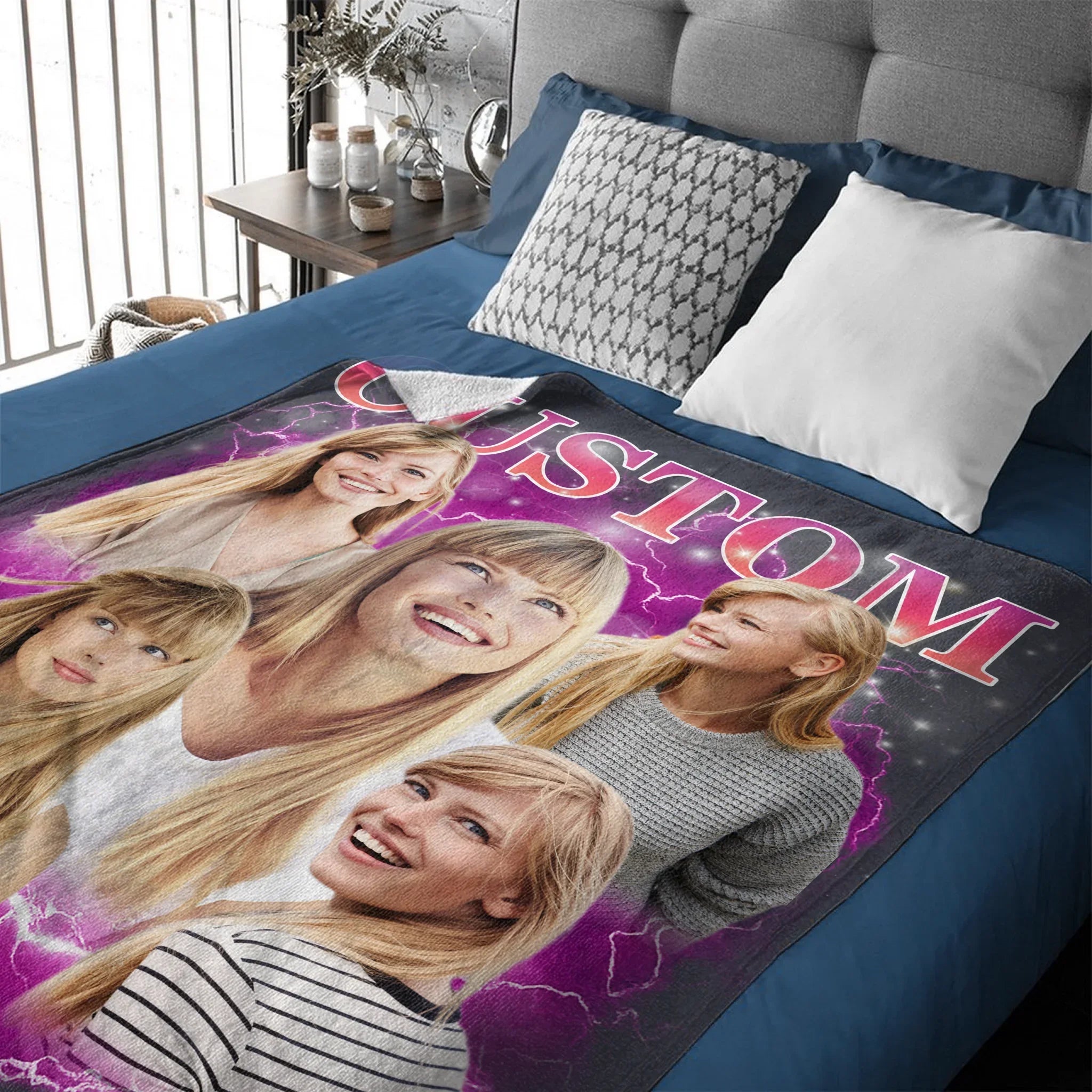 Customized Photo Blanket - Personalized Photo And Title - Memento Gift For Girlfriend,Boyfriend,Friend