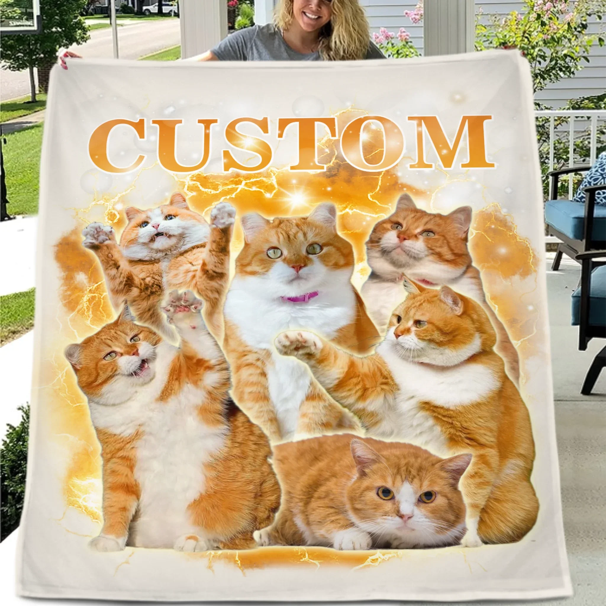 Custom Pet Photo Blanket, Personalized Photo And Title - Gifts For Pet Lovers