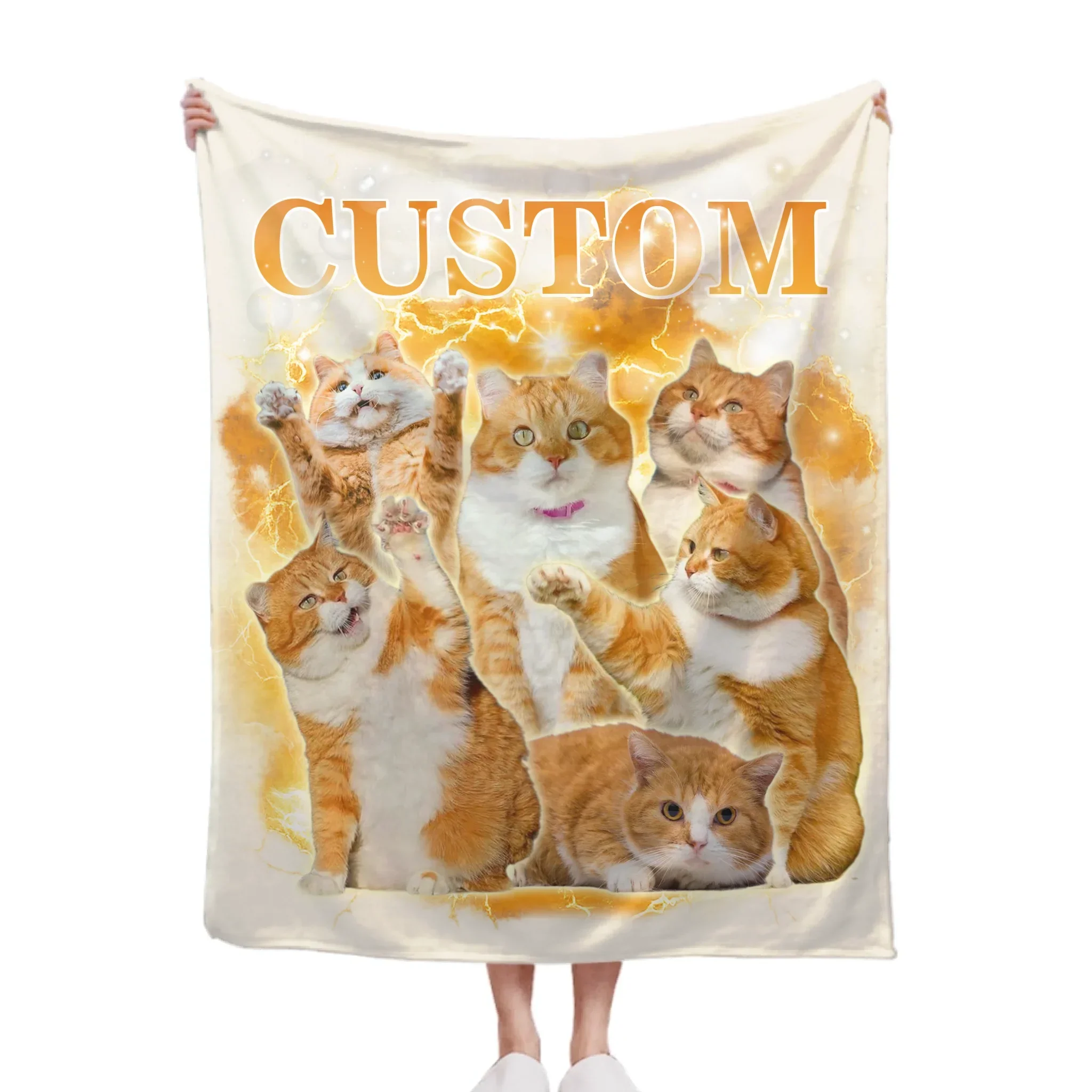 Custom Pet Photo Blanket, Personalized Photo And Title - Gifts For Pet Lovers