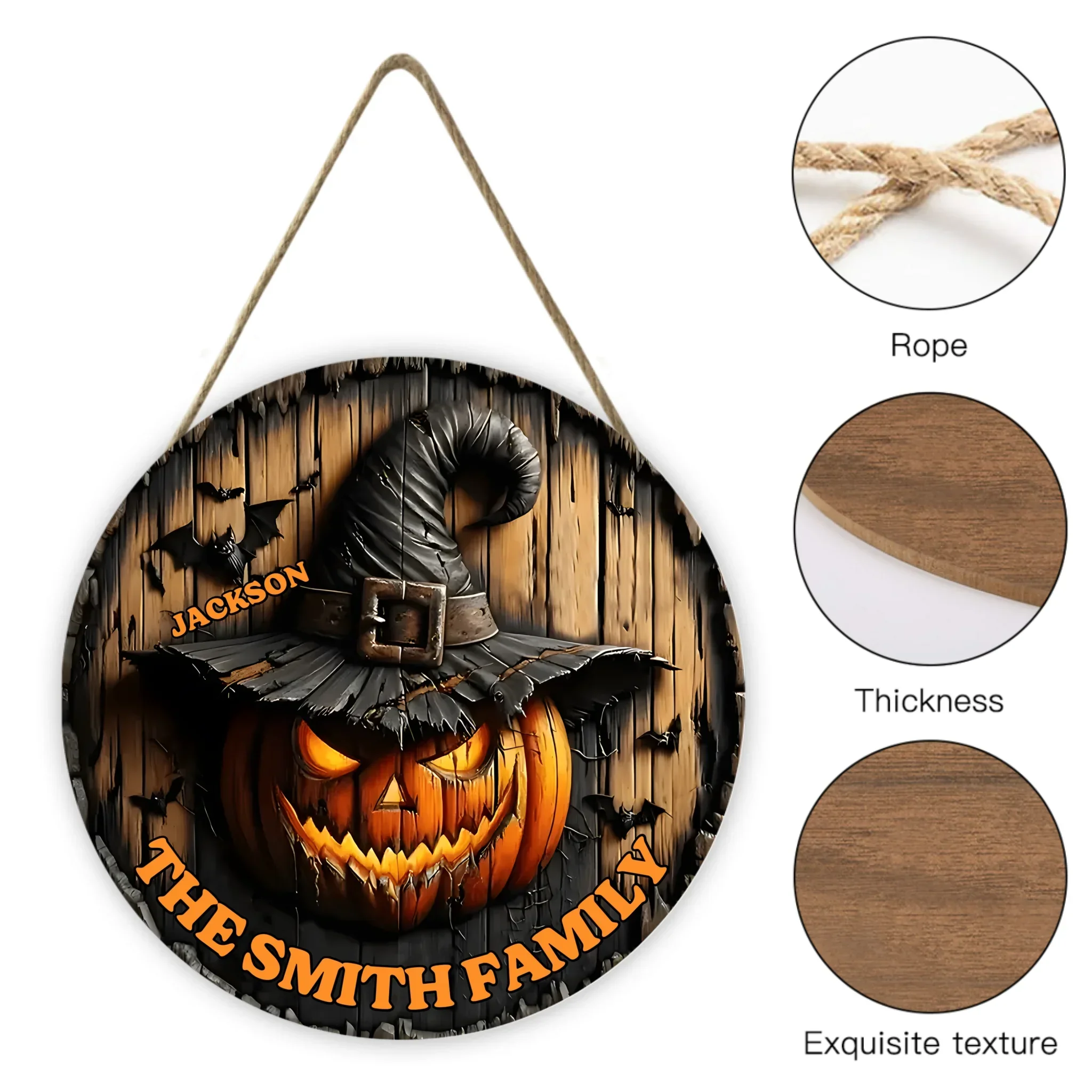 Witch Pumpkin Family - Personalized Name Wooden Sign - Gifts For Family and Halloween Enthusiasts