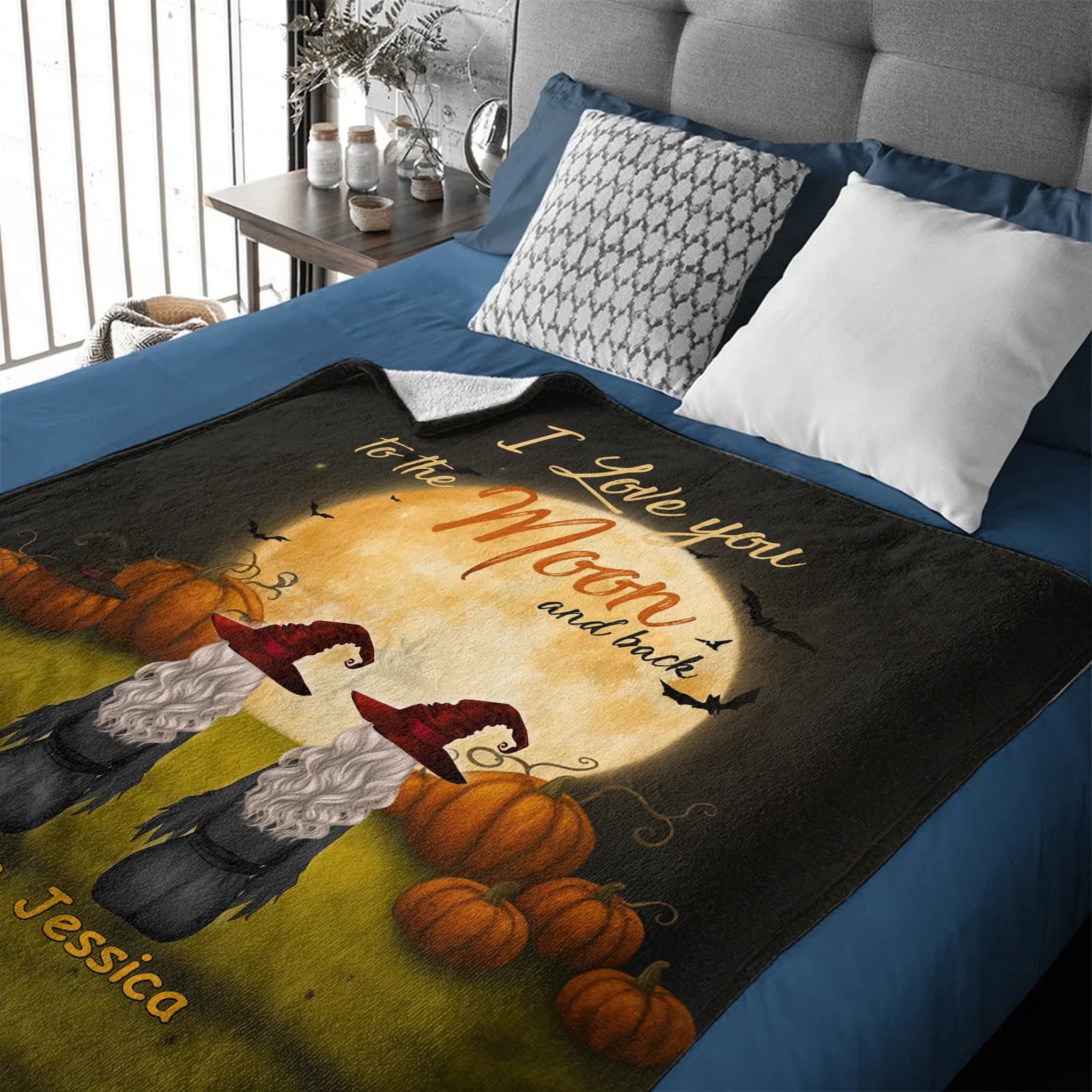 🧙♀️I Love You To The Moon And Back - Personalized Halloween Witches Blanket - Halloween Gifts, Gifts For Besties