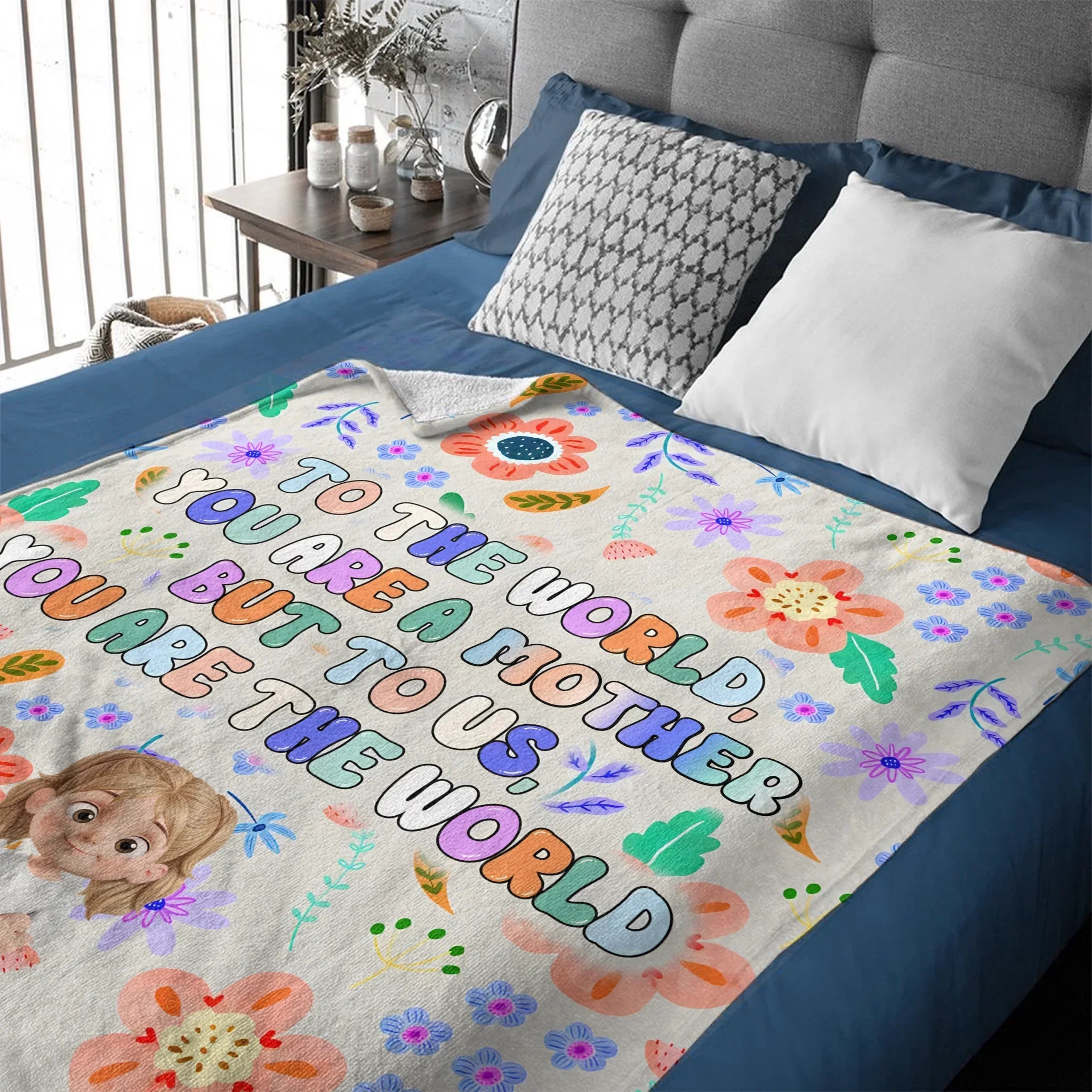 You Are the World Quote Custom Blanket - Personalized Cartoon Character Images and Names - Warm Gift