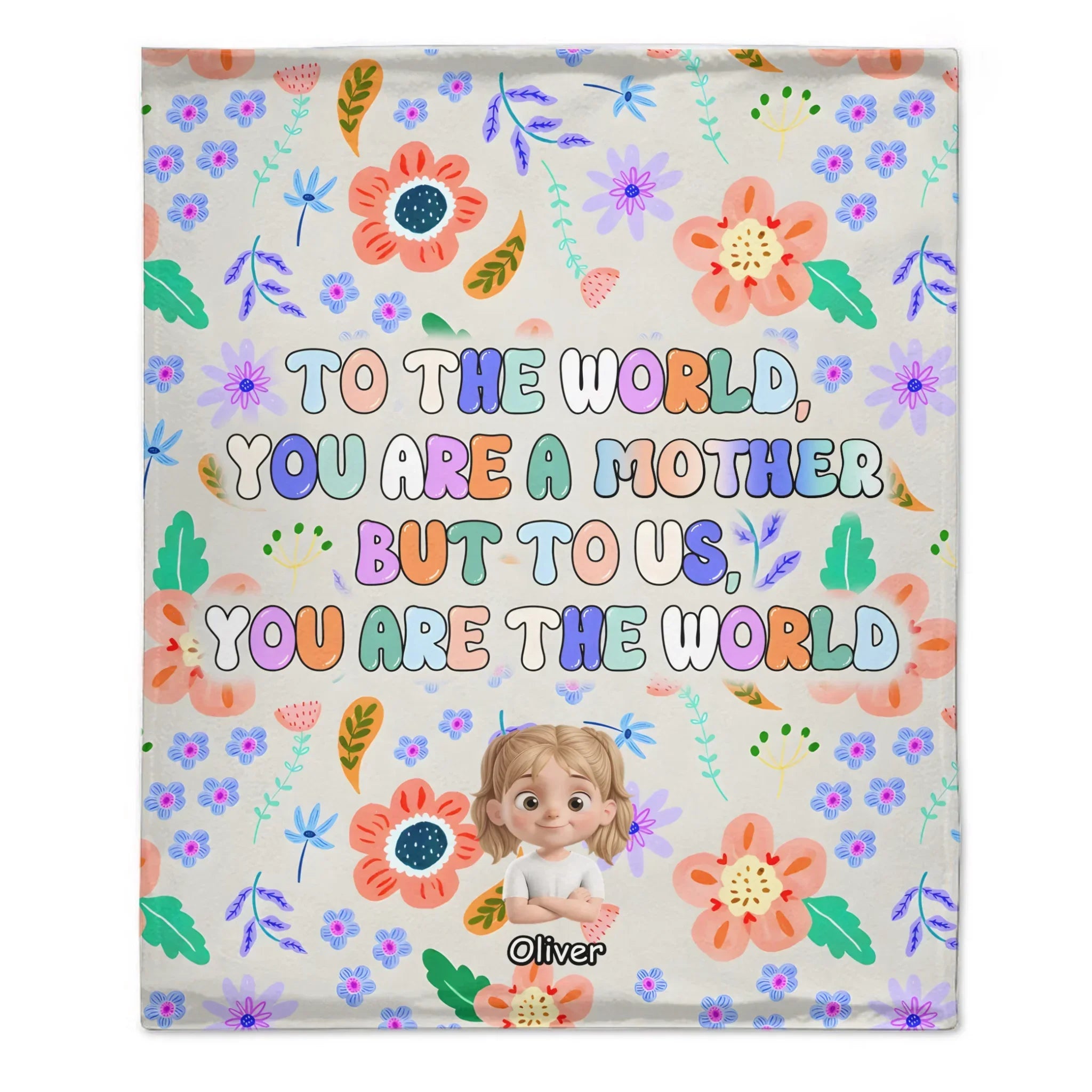 You Are the World Quote Custom Blanket - Personalized Cartoon Character Images and Names - Warm Gift