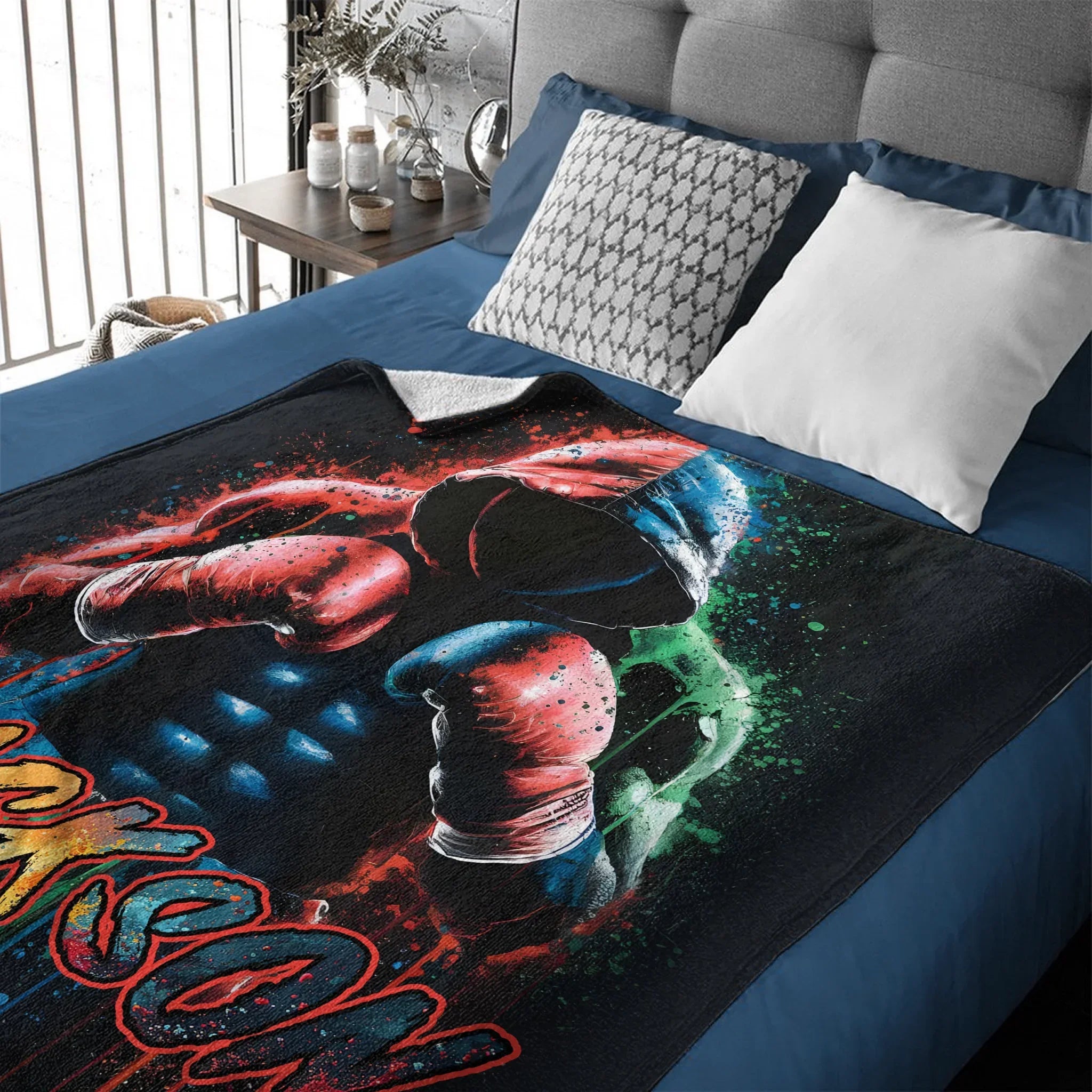 🥊Artistic Style Boxing Custom Blanket - Personalized Name - Boxing Enthusiast Gift