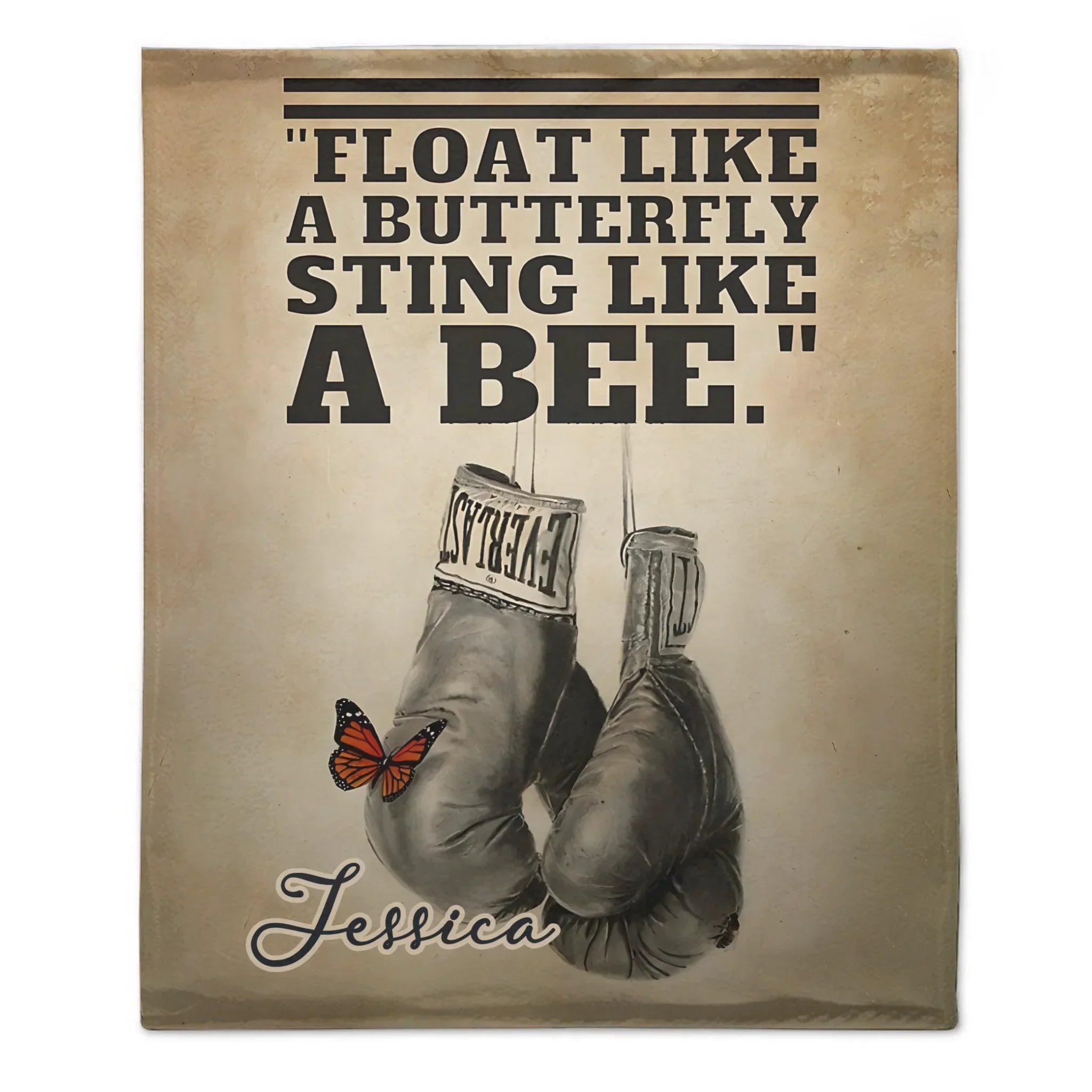 🥊Float Like A Butterfly Sting Like A Bee - Personalized Name Blanket - Boxing Enthusiast Gift