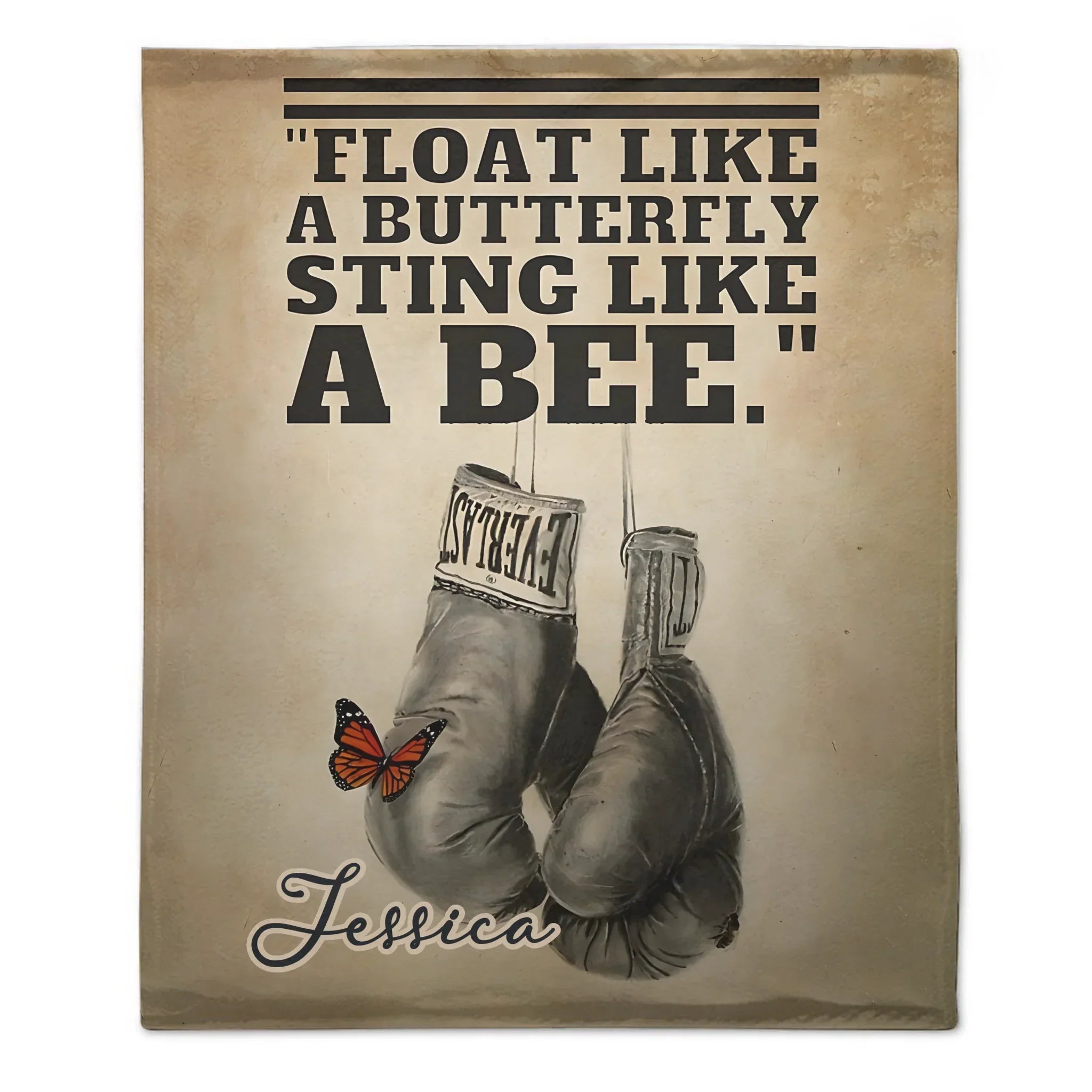 🥊Float Like A Butterfly Sting Like A Bee - Personalized Name Blanket - Boxing Enthusiast Gift