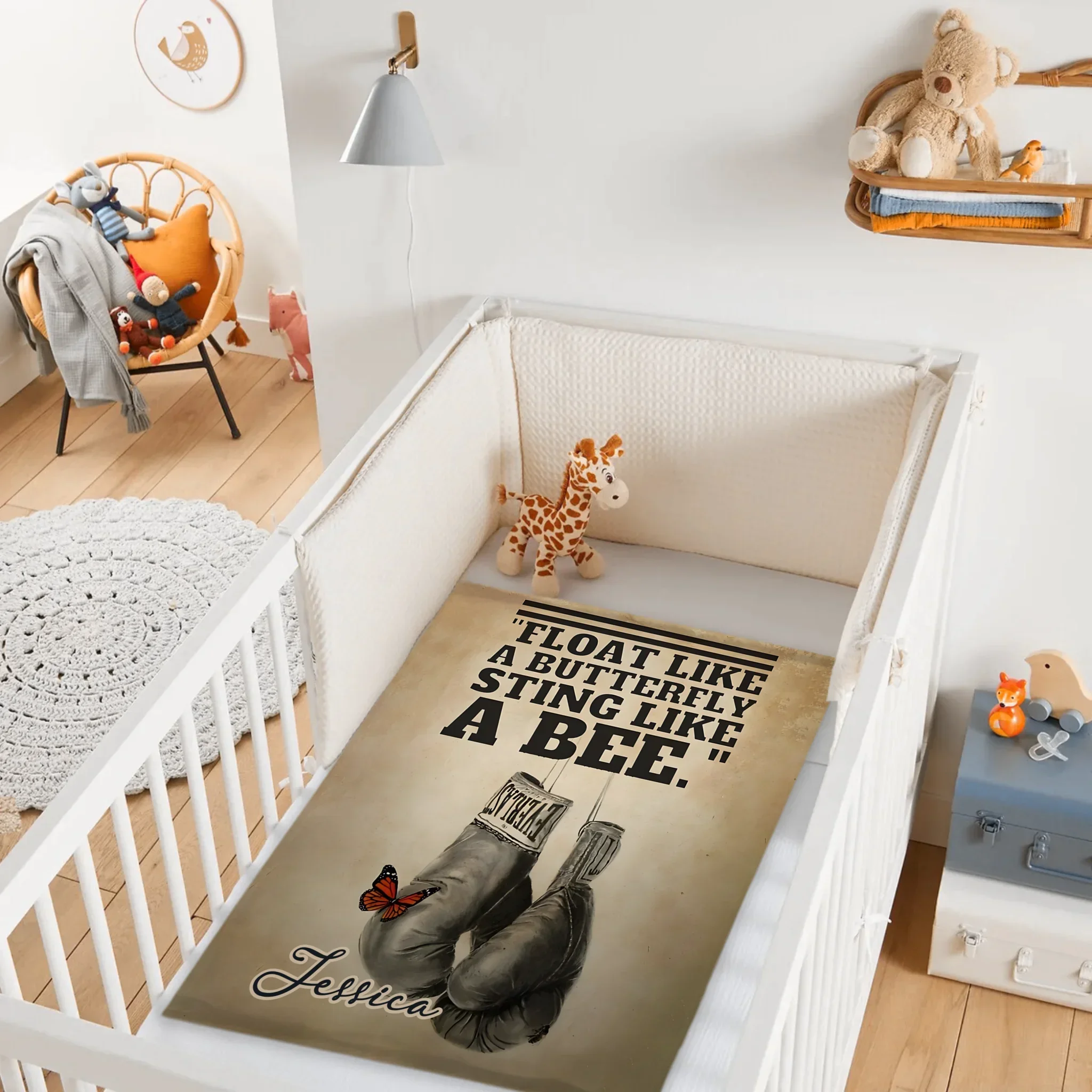 🥊Float Like A Butterfly Sting Like A Bee - Personalized Name Blanket - Boxing Enthusiast Gift