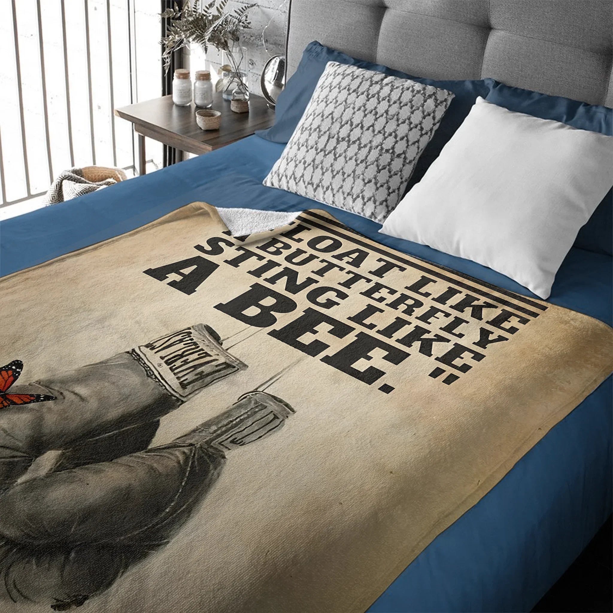 🥊Float Like A Butterfly Sting Like A Bee - Personalized Name Blanket - Boxing Enthusiast Gift