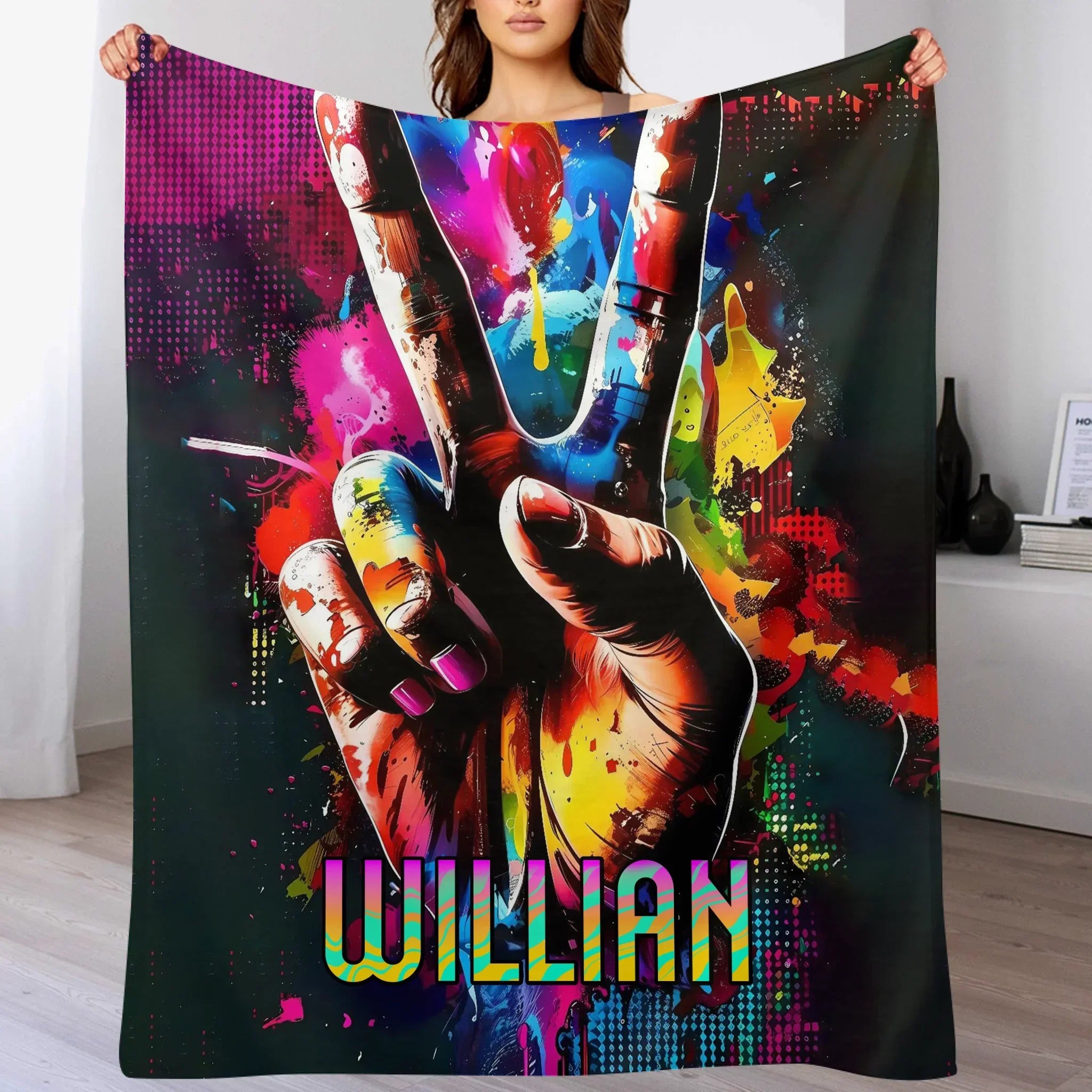 ✌️Say Yeah! - Personalized Name Colorful Blanket - Cool Gifts
