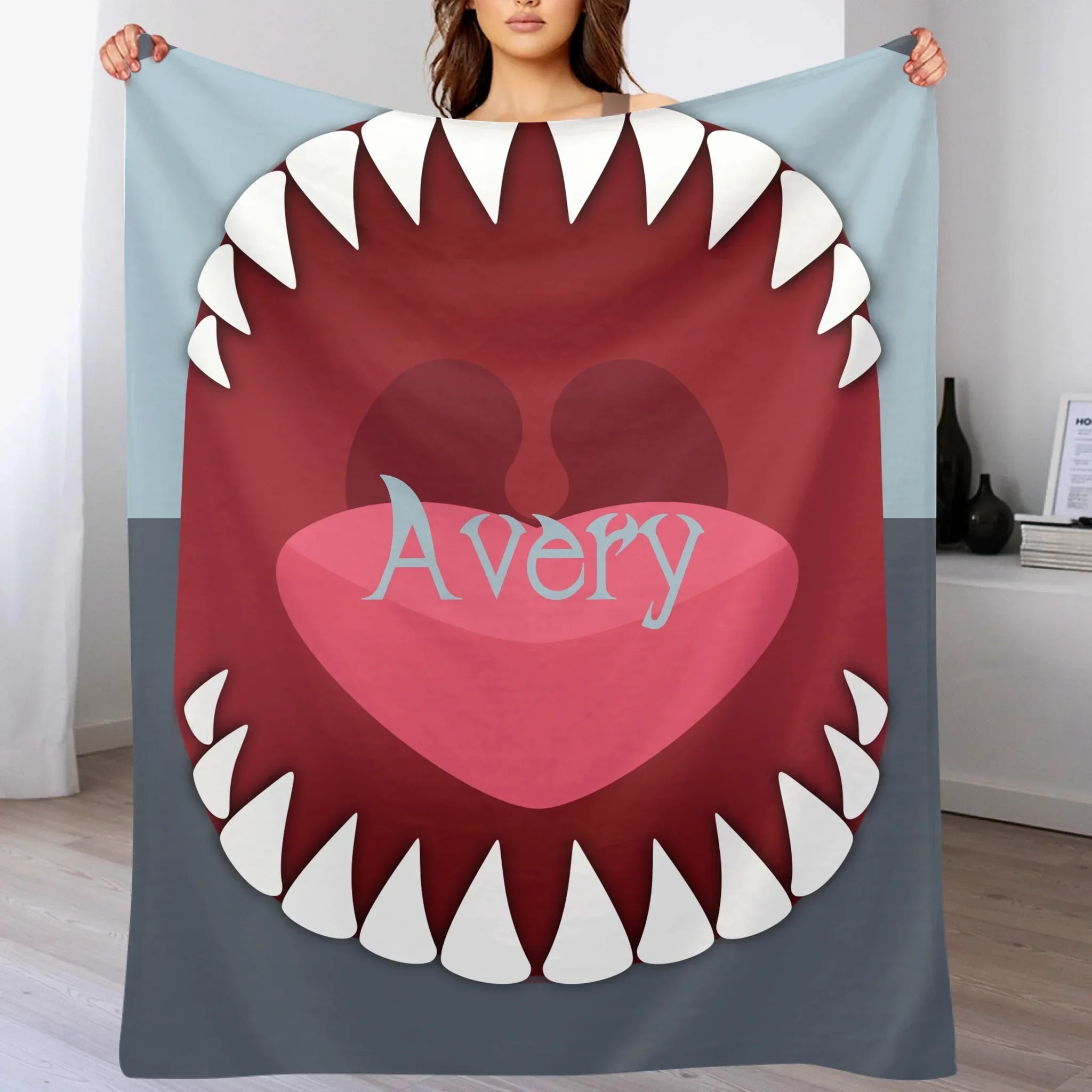 Customized Shark Blanket – Personalized Name Flannel Blanket – Gift for Kids