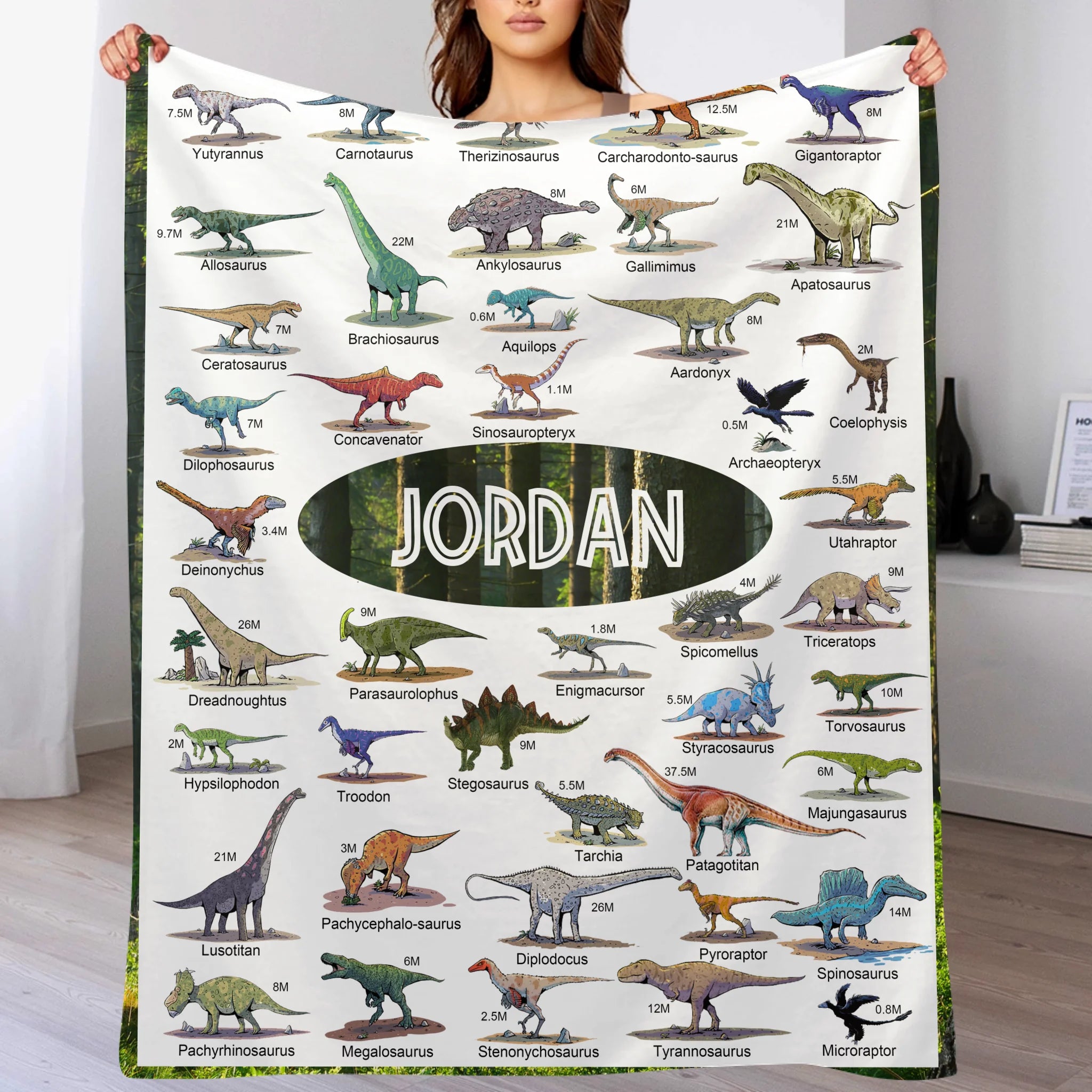 Personalized Dinosaur Educational Blanket – Custom Educational Blanket – Gift for Kids