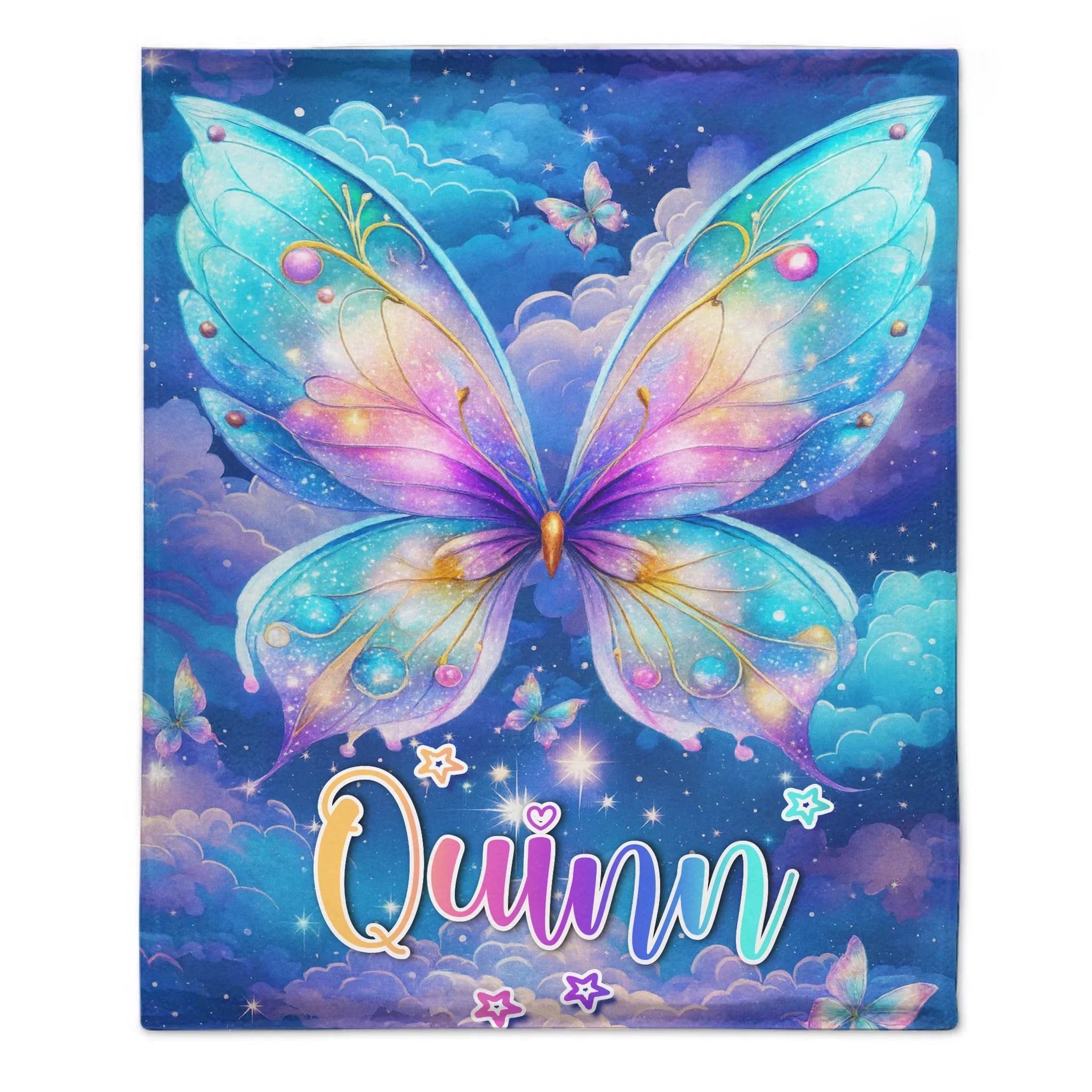 Custom Starry Butterfly Blanket - Personalized Magical Sky Throw - Gift for Butterfly Lovers,Girls