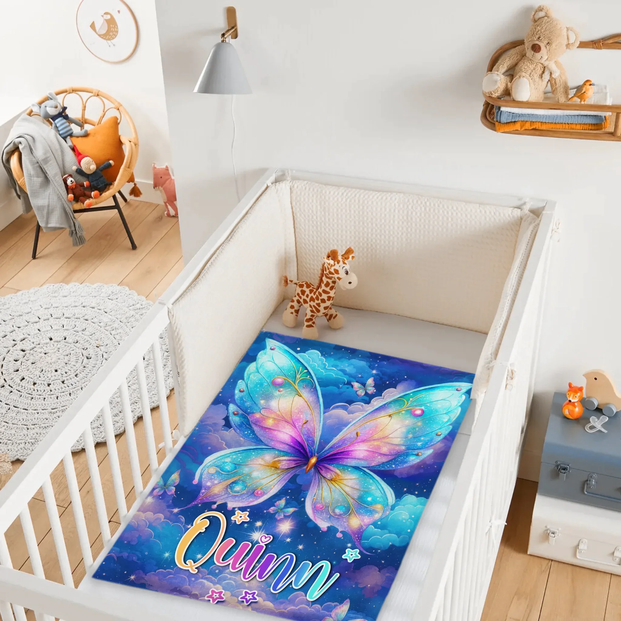 Custom Starry Butterfly Blanket - Personalized Magical Sky Throw - Gift for Butterfly Lovers,Girls