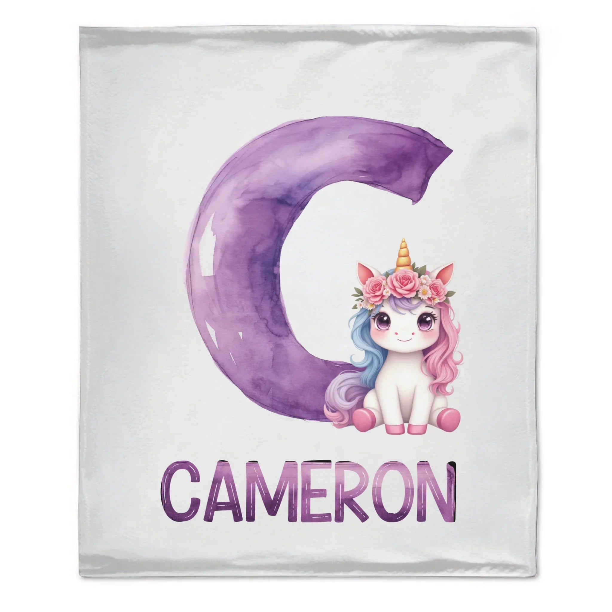 Custom Unicorn Blanket - Personalized Unicorn Name Throw - Gift for Kids & Girls