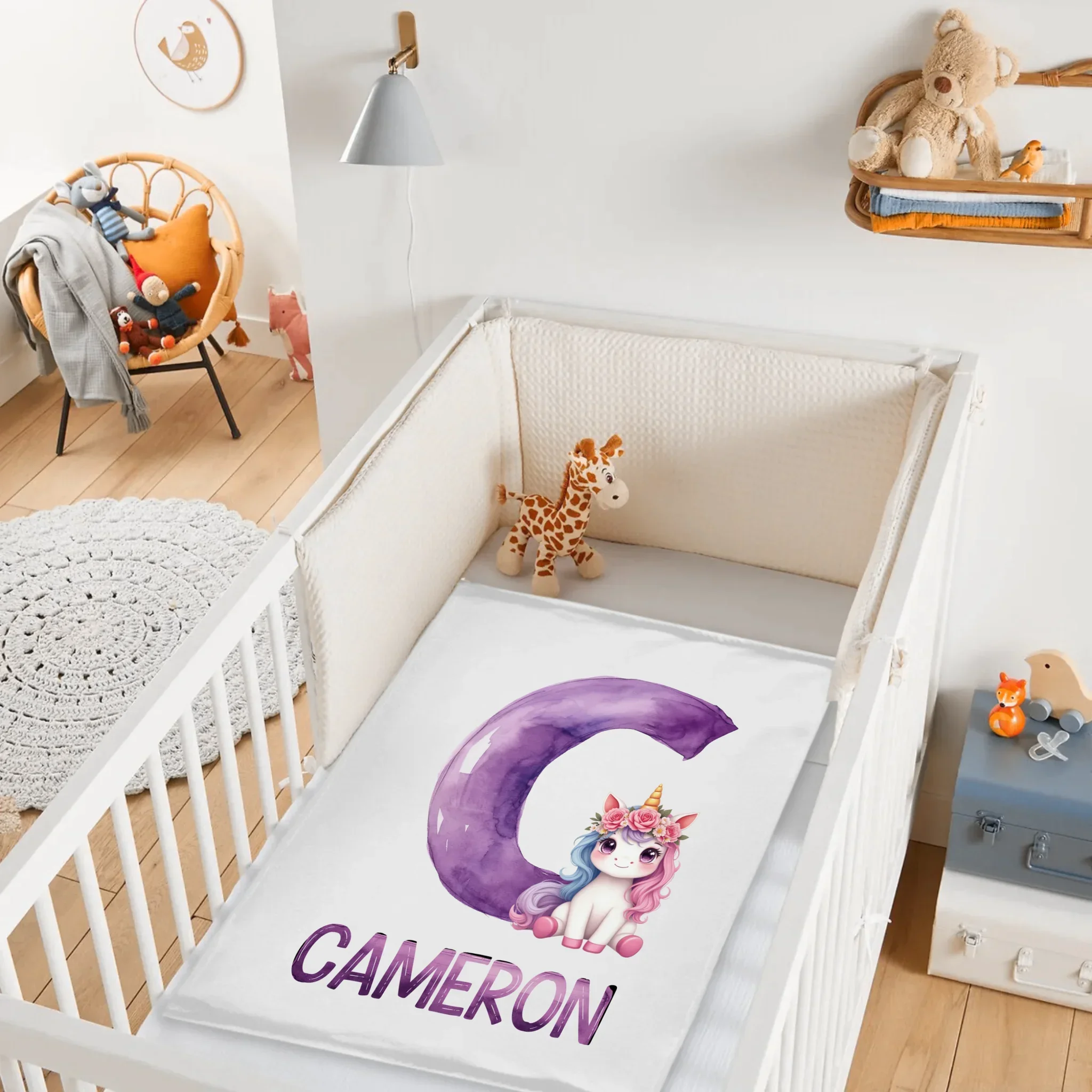 Custom Unicorn Blanket - Personalized Unicorn Name Throw - Gift for Kids & Girls