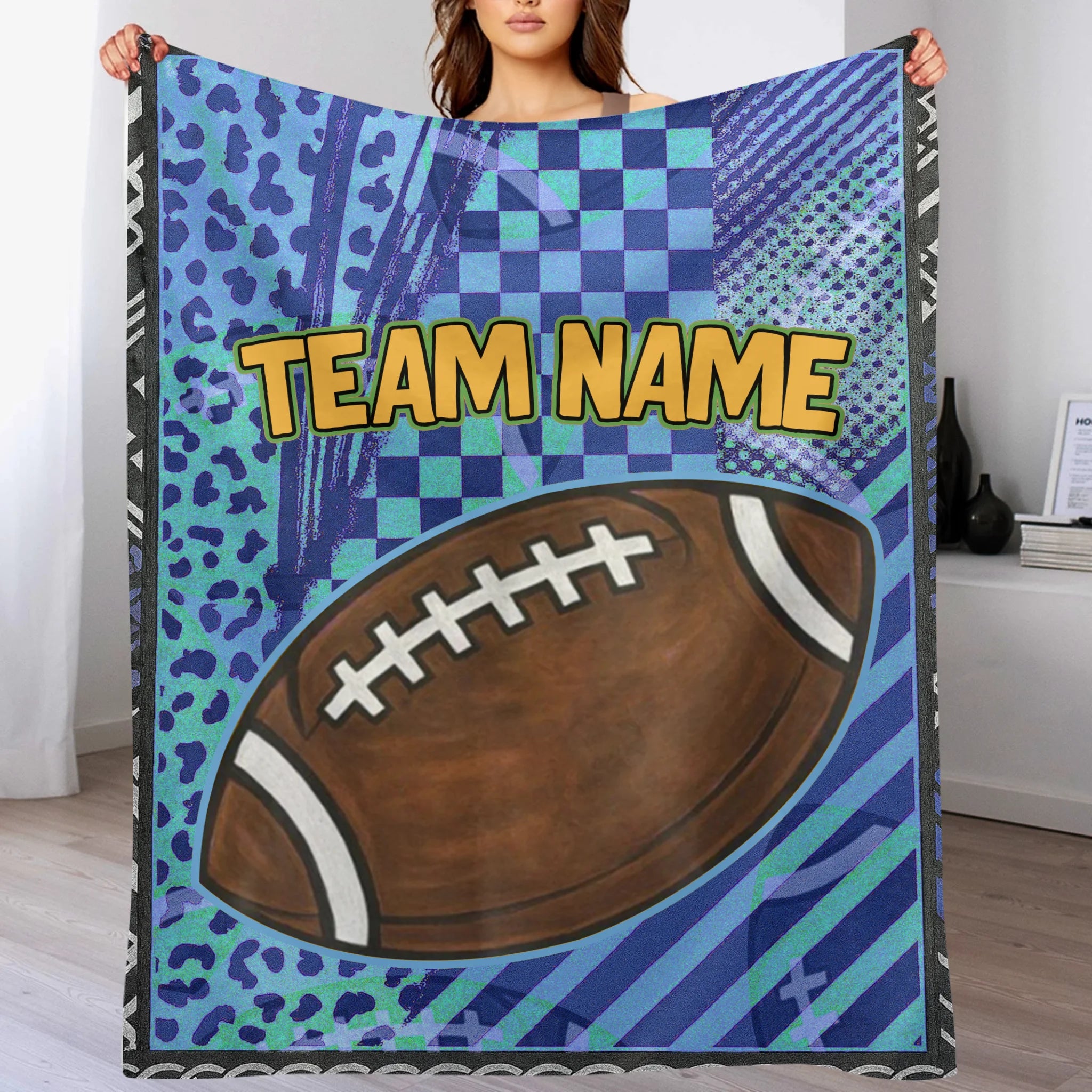 Customized Blanket for Football Season Customized Team Blanket - Let's Go Your School Spiritual Blanket