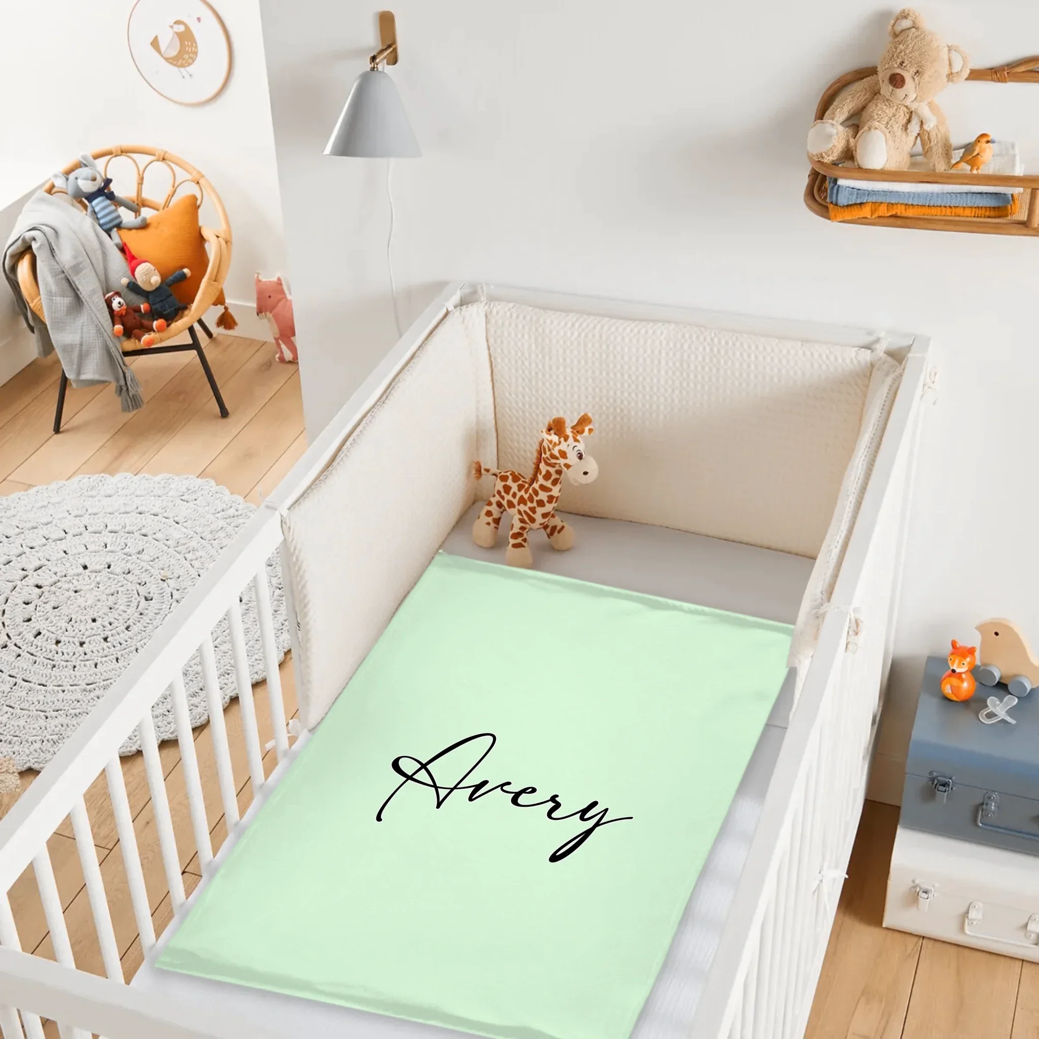 Custom Bunny Alphabet Blanket - Personalized Rabbit Initial Name Throw - Gift for Kids & Girls