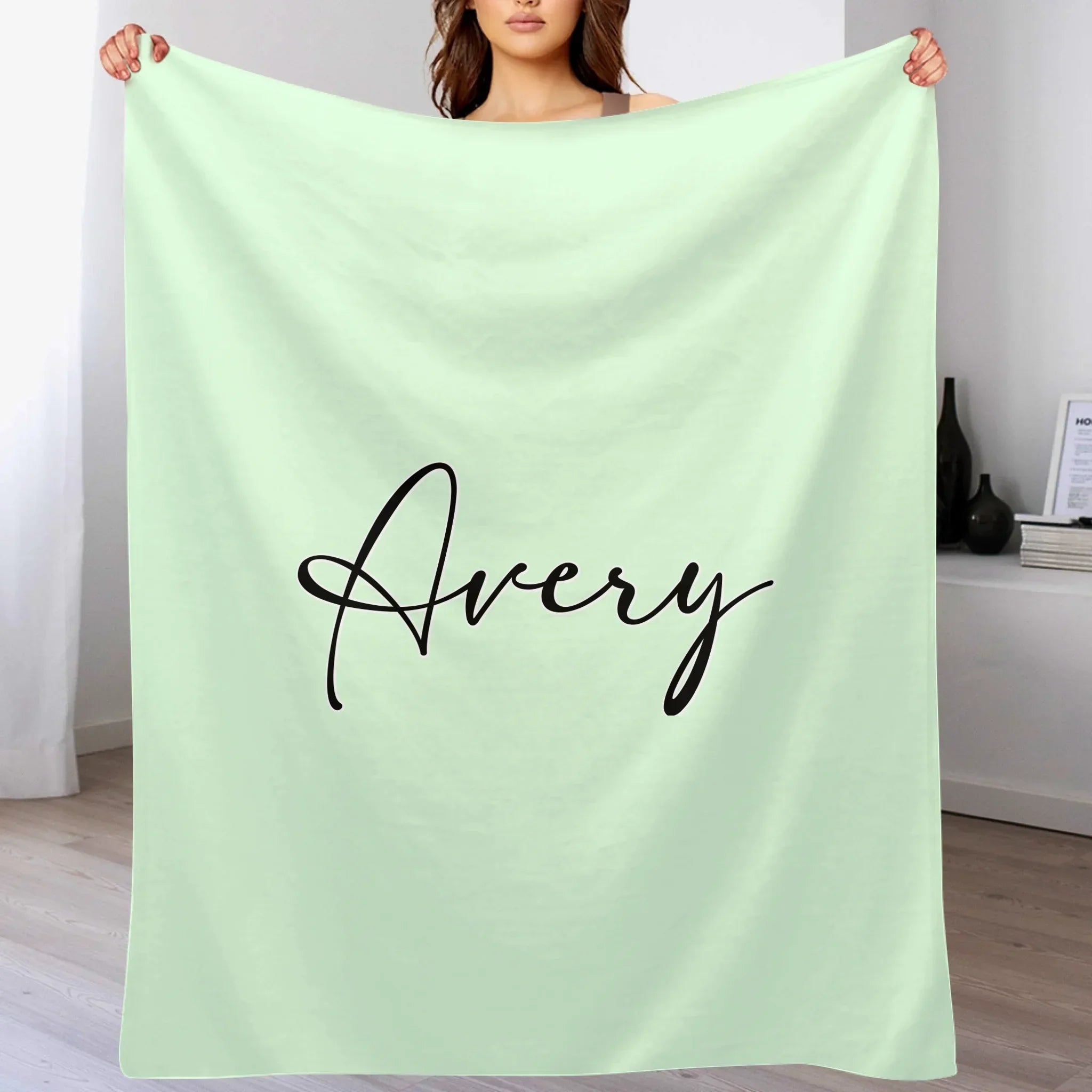 Custom Bunny Alphabet Blanket - Personalized Rabbit Initial Name Throw - Gift for Kids & Girls