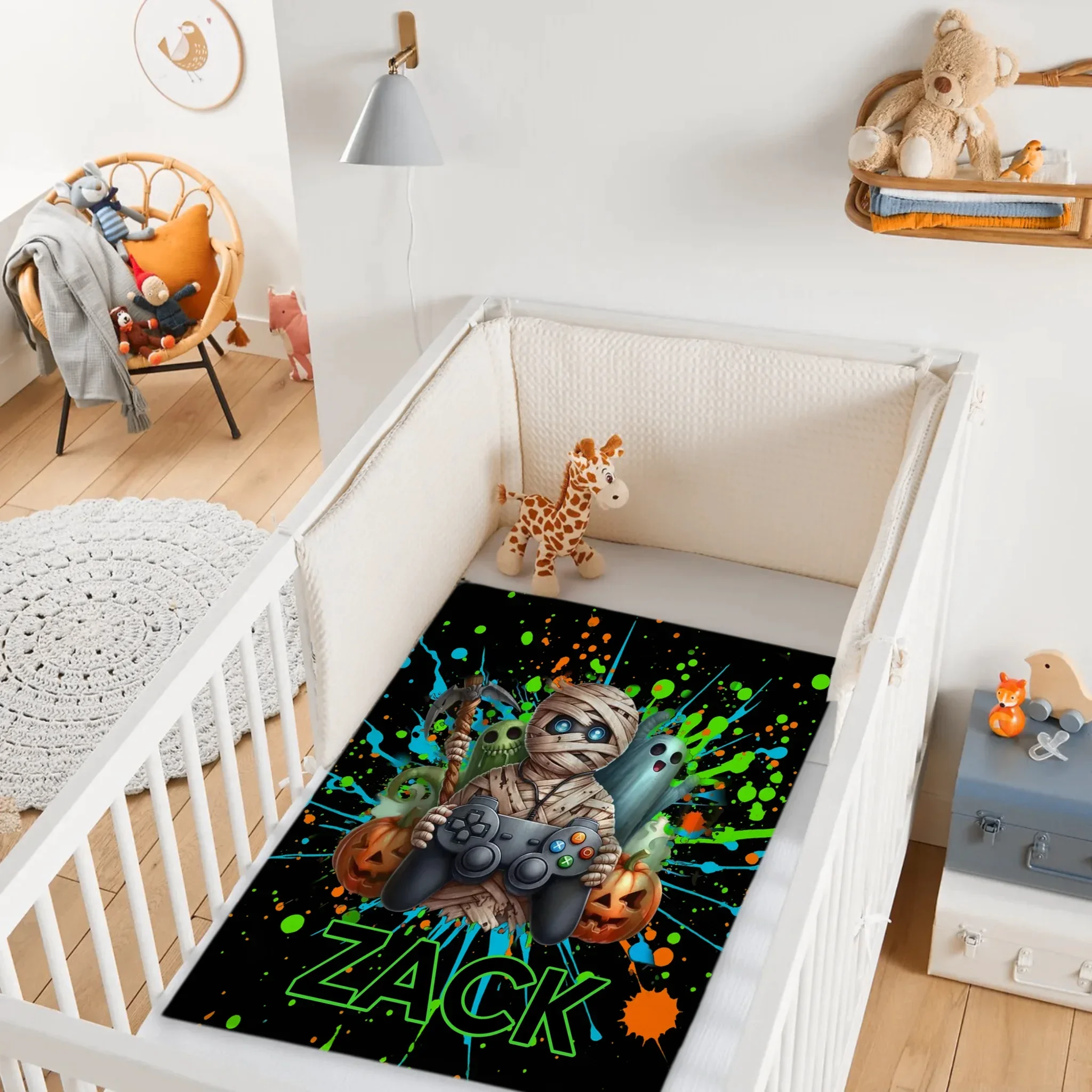 Custom Gamer Mummy Blanket - Personalized Halloween Gaming Throw Blanket - Gift for Teens