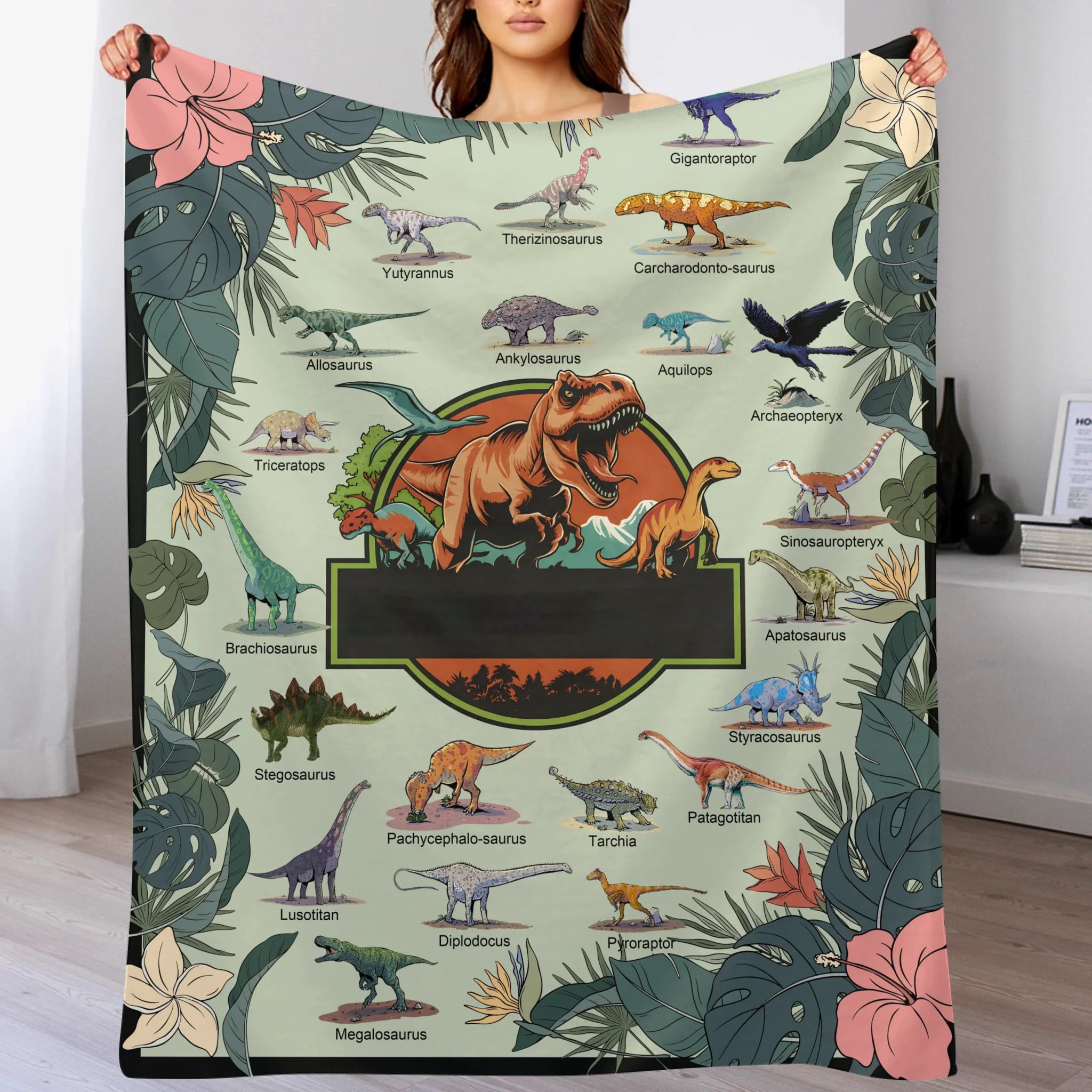 Personalized Dinosaur Educational Blanket – Custom Educational Blanket – Gift for Kids