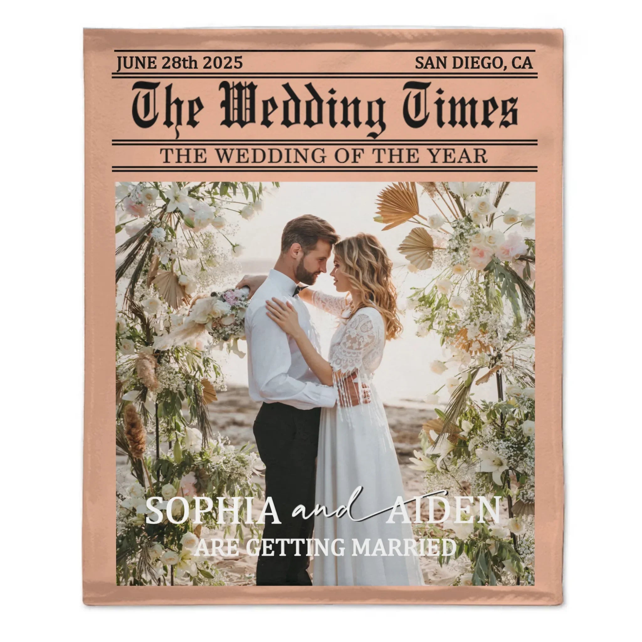 Customized Times Poster Design Photo Blanket - Personalized Texts And Photo - Romantic Gift for Couples