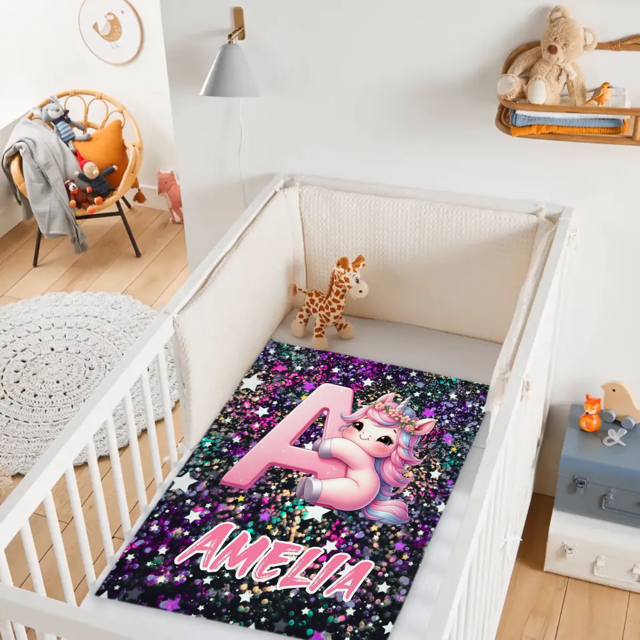 Custom Unicorn Blanket - Personalized Unicorn Initial Throw Blanket - Gift for Girls, Kids