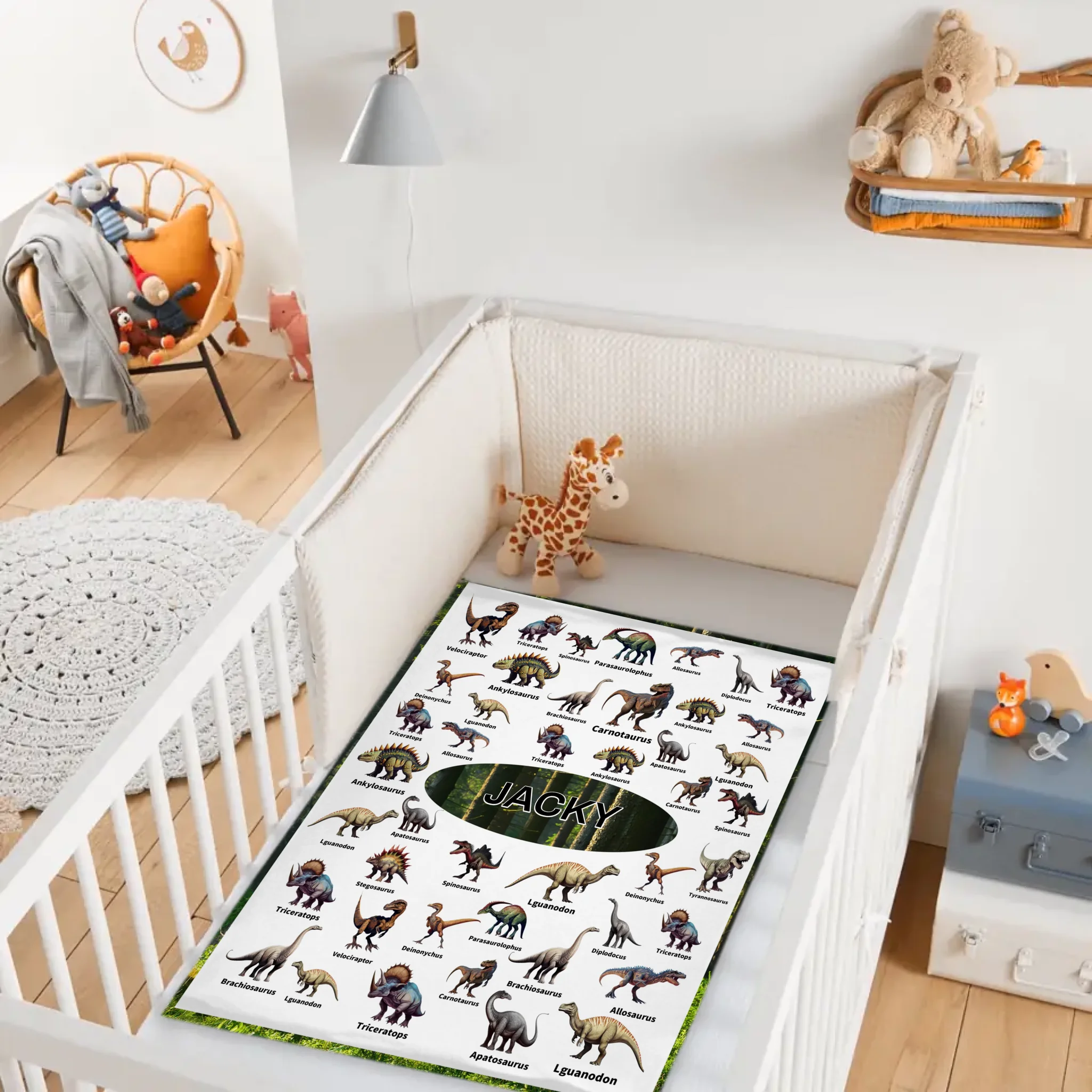 Personalized Jurassic Dinosaur Name Custom Blanket-Gift for Children Who Love Dinosaurs