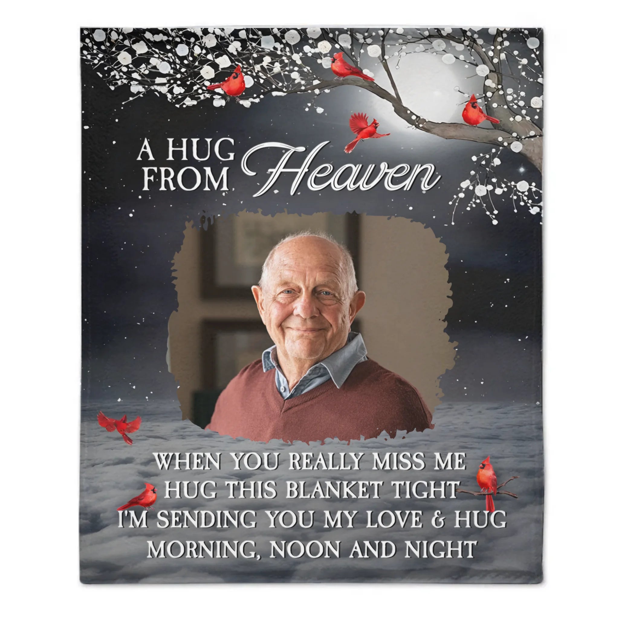 A Hug From Heaven Customized Blanket - Personalized Memory Photo