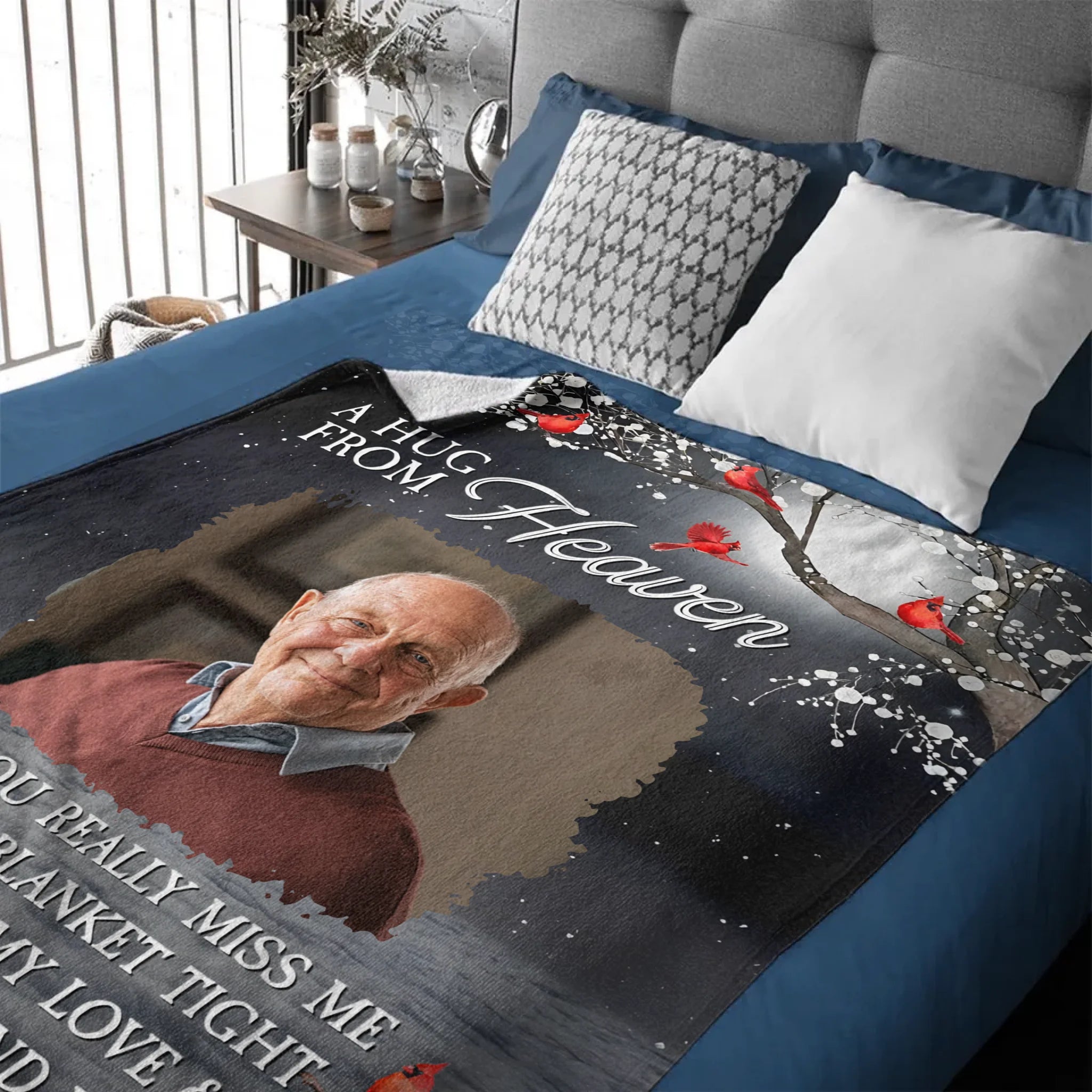 A Hug From Heaven Customized Blanket - Personalized Memory Photo