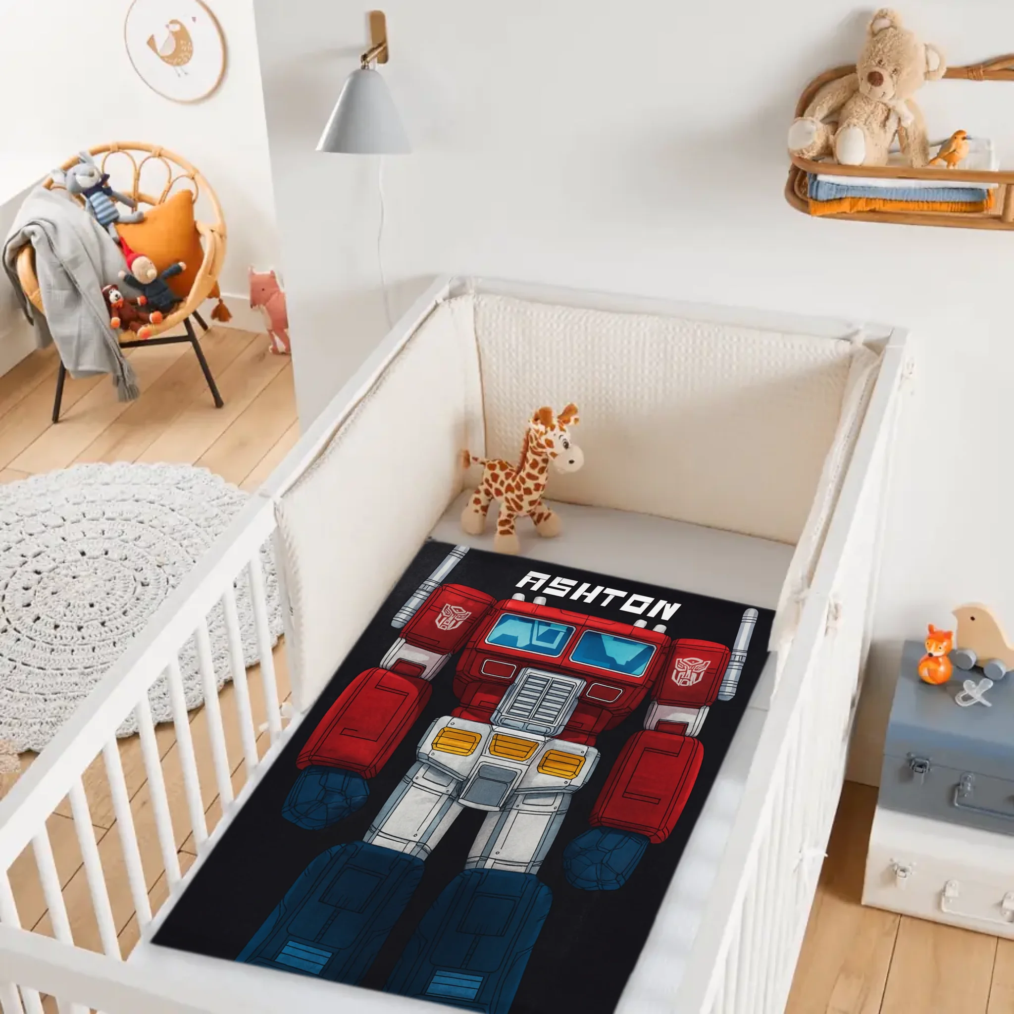 Custom Transformer Blanket - Personalized Robot Hero Throw with Name - Gift for Kids Robot Lovers